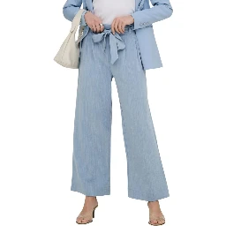 Blue Viscose Casual Pants