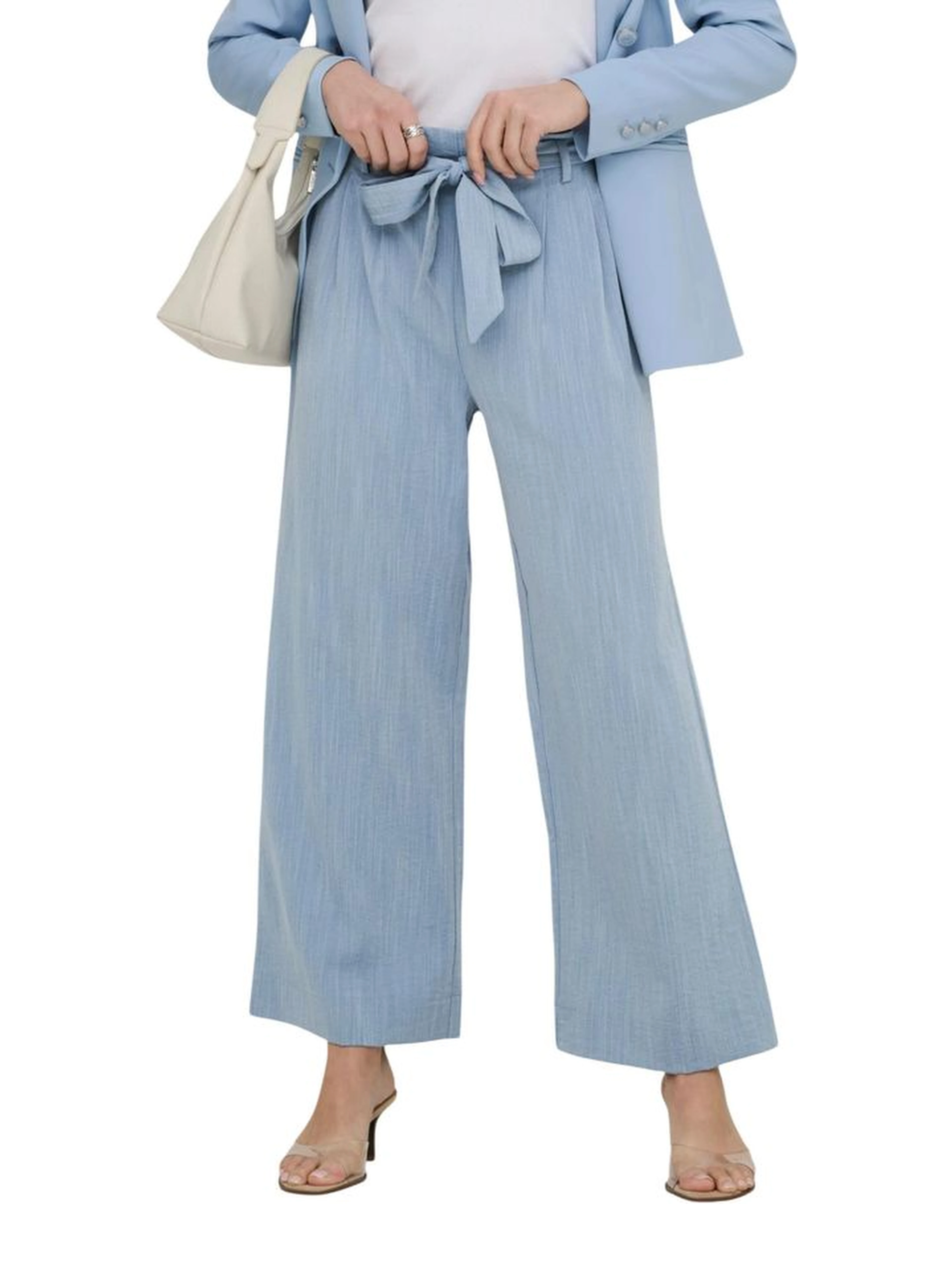 Blue Viscose Casual Pants