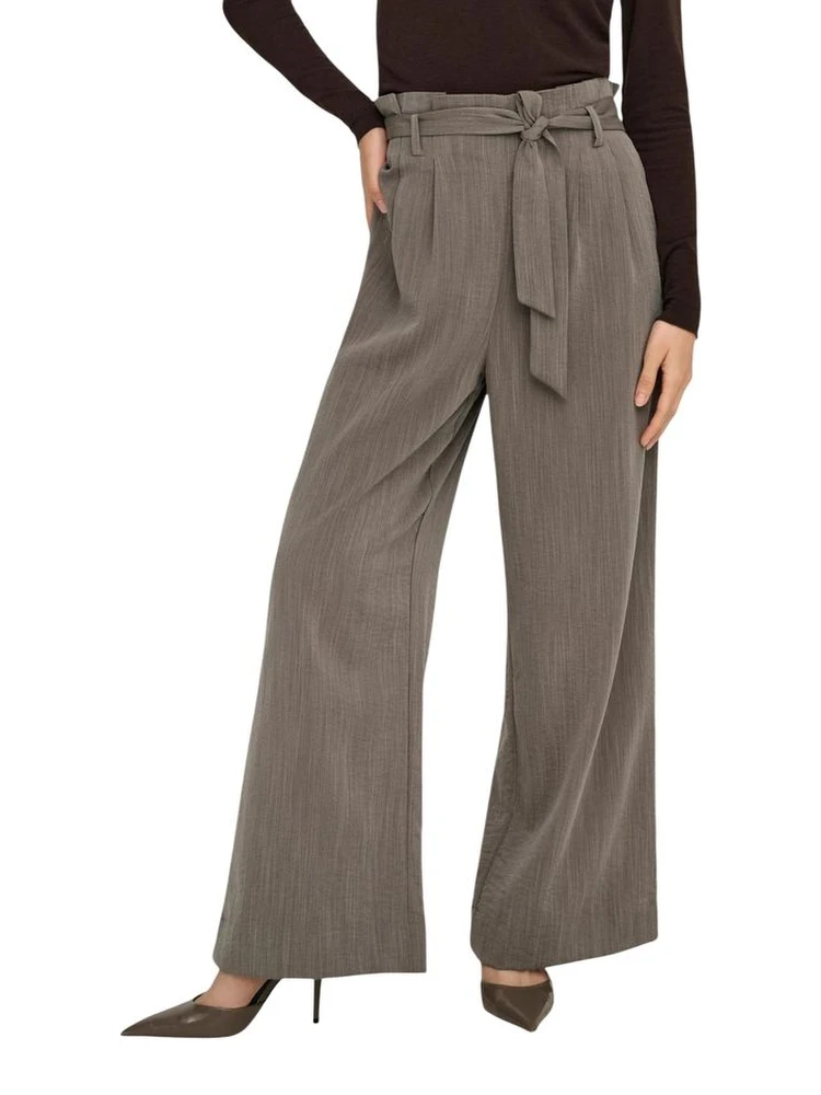 Beige Viscose Casual Pants