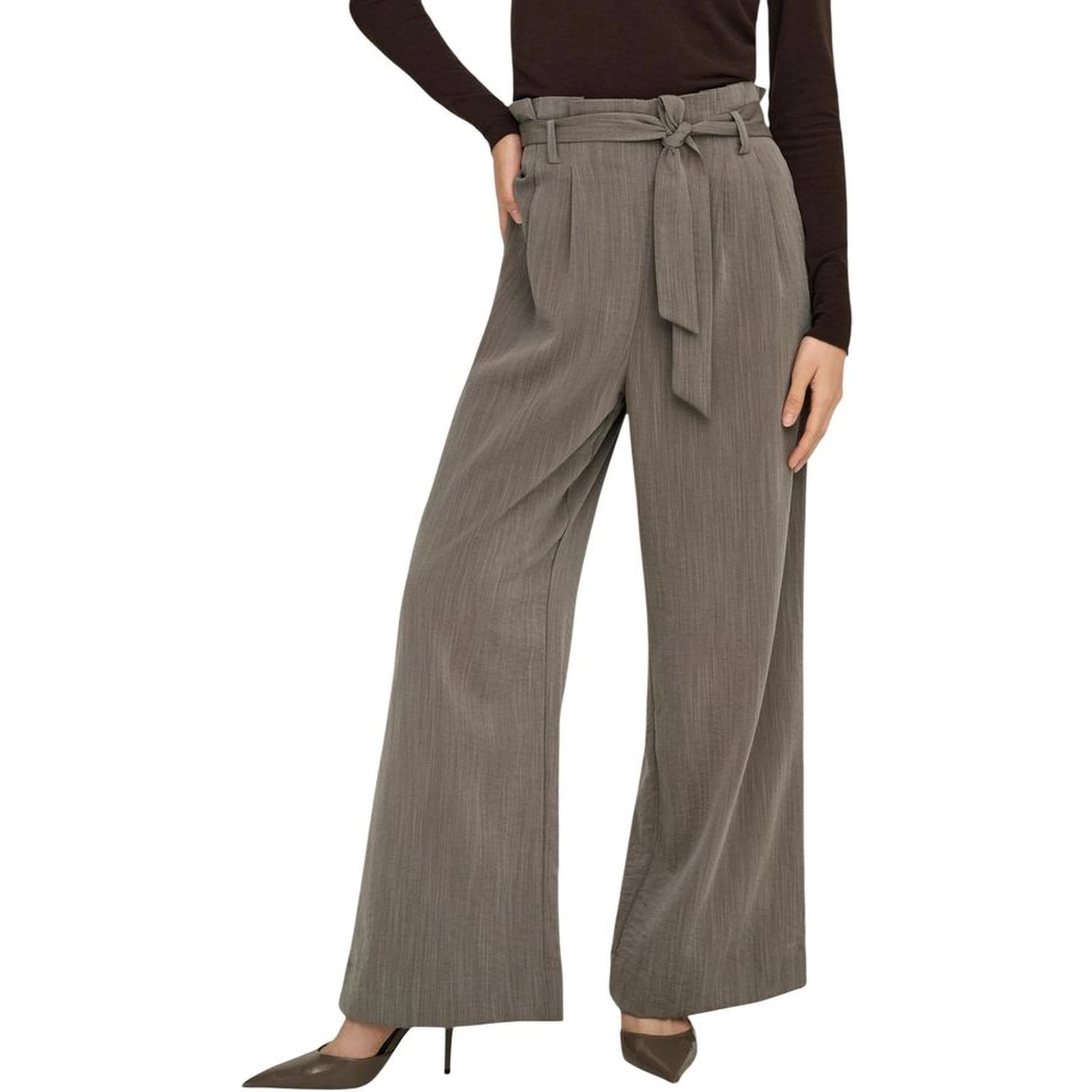 Beige Viscose Casual Pants