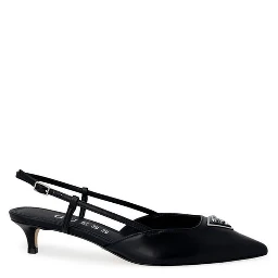 Black Polyester High Heel Pumps