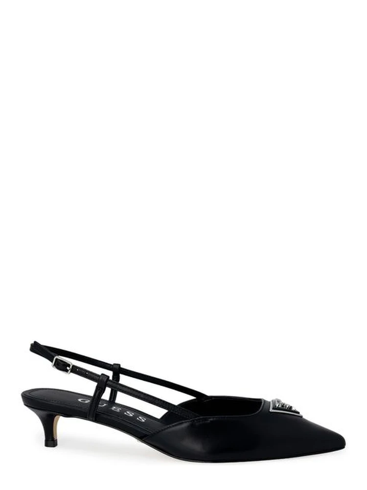 Black Polyester High Heel Pumps
