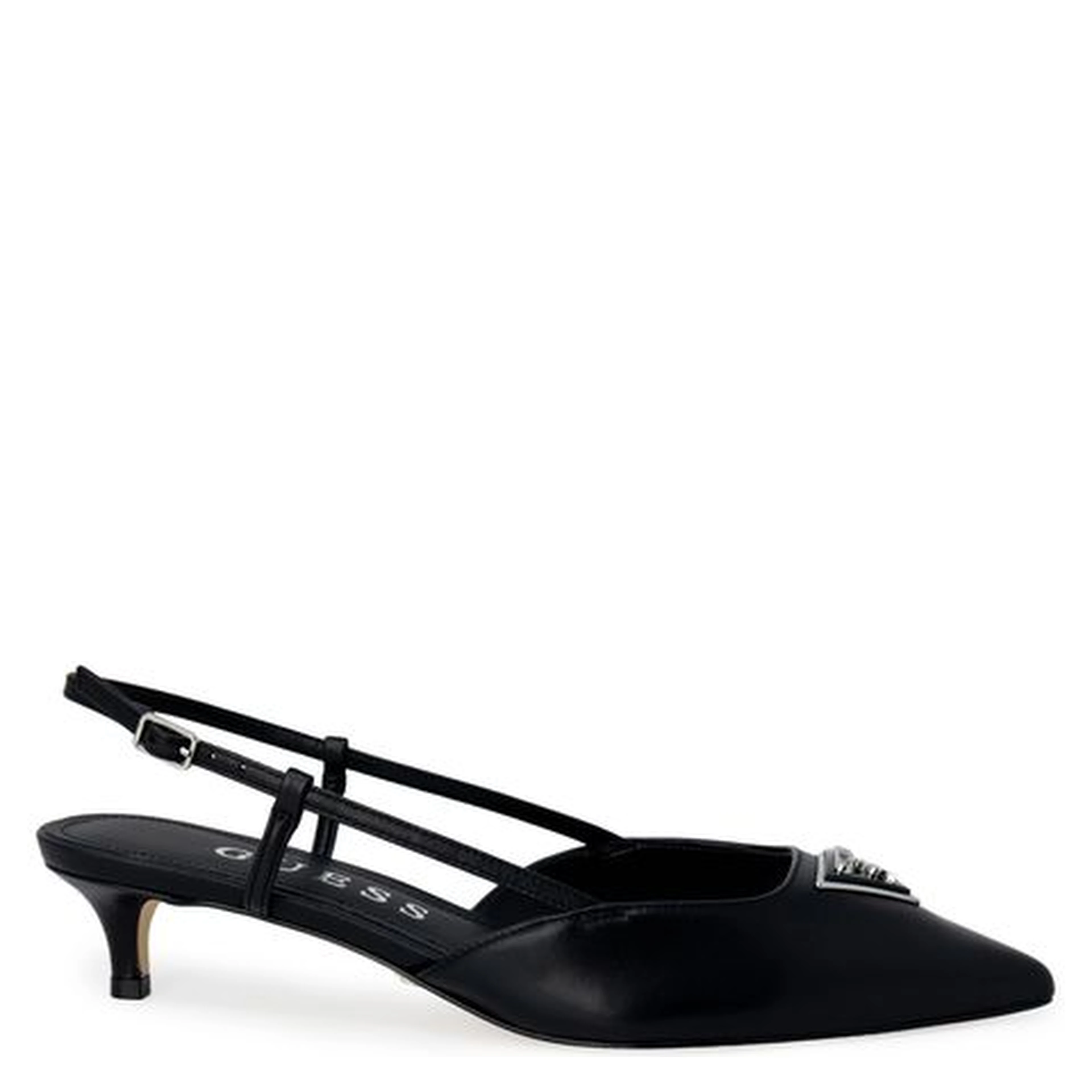 Black Polyester High Heel Pumps