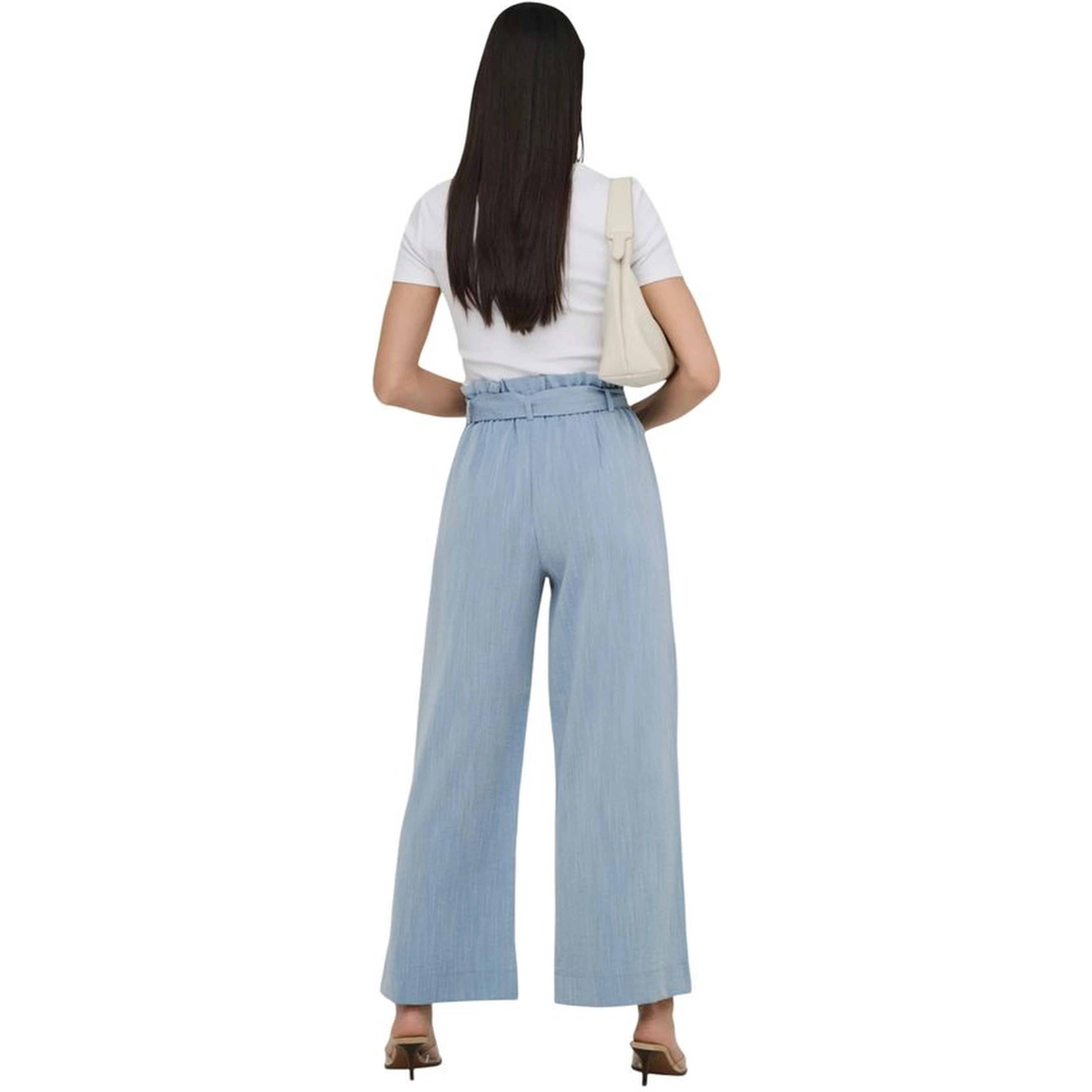 Blue Viscose Casual Pants