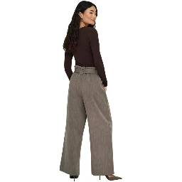Beige Viscose Casual Pants