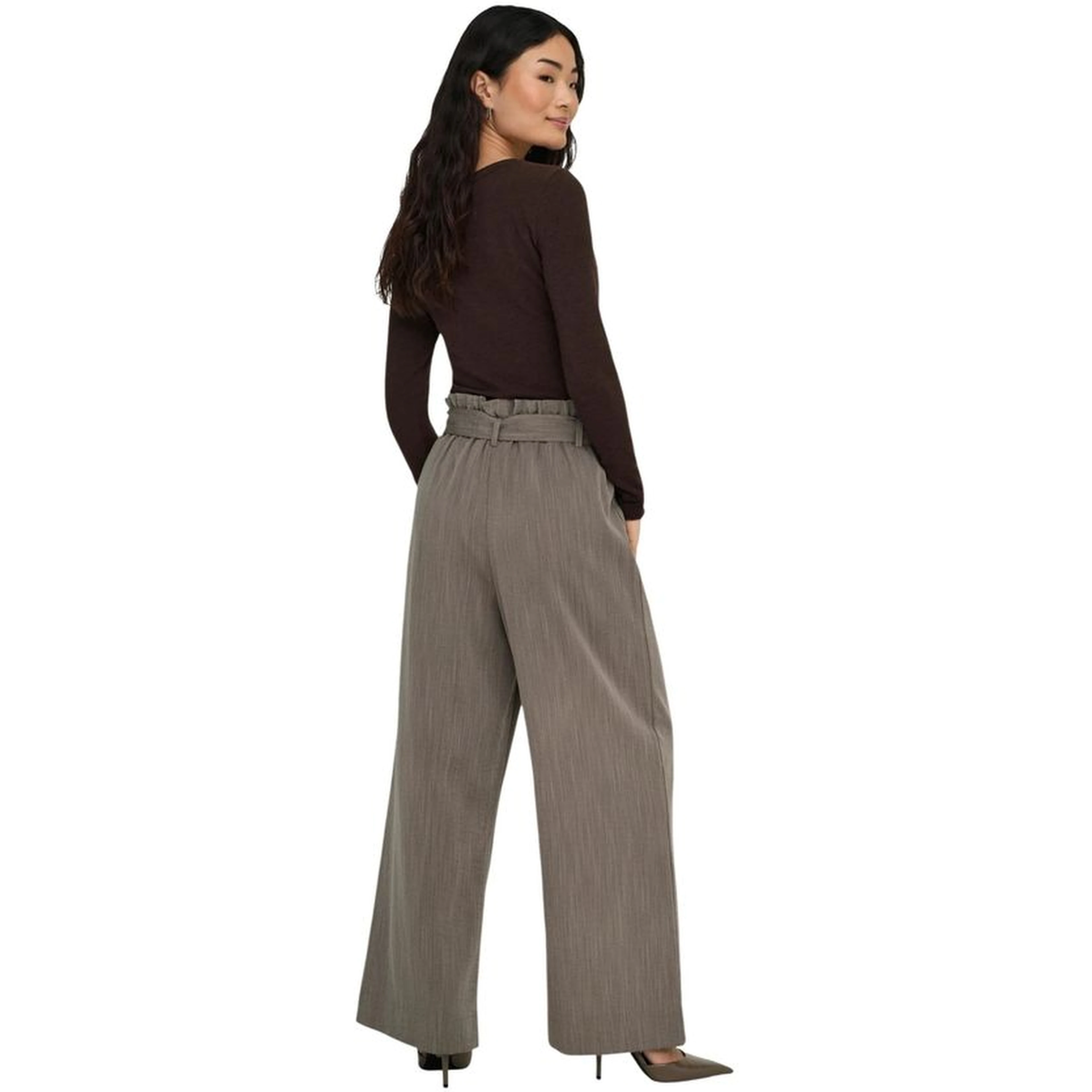 Beige Viscose Casual Pants