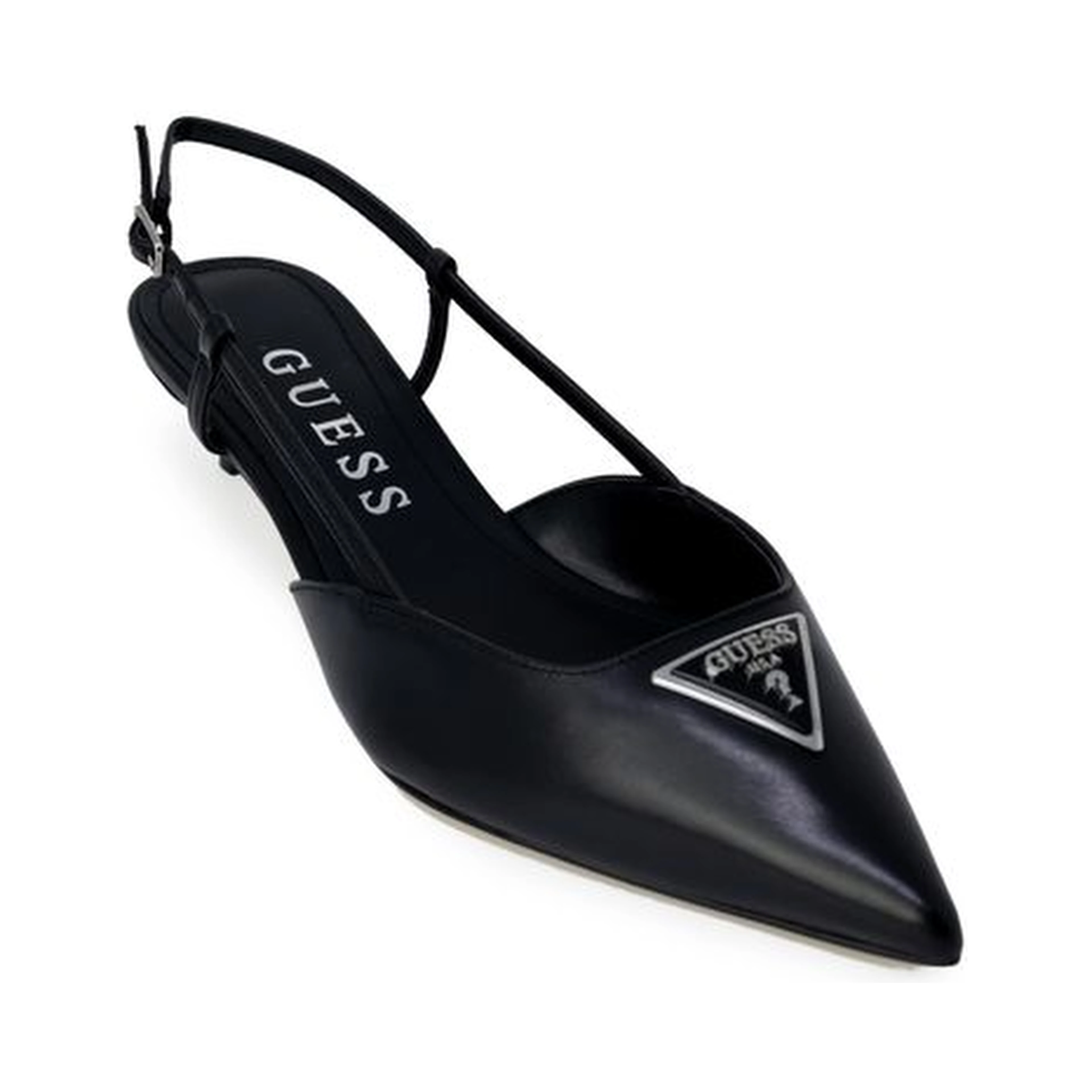 Black Polyester High Heel Pumps
