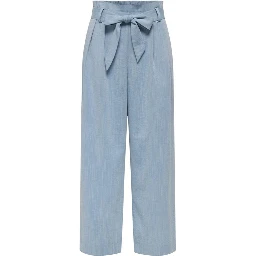 Blue Viscose Casual Pants