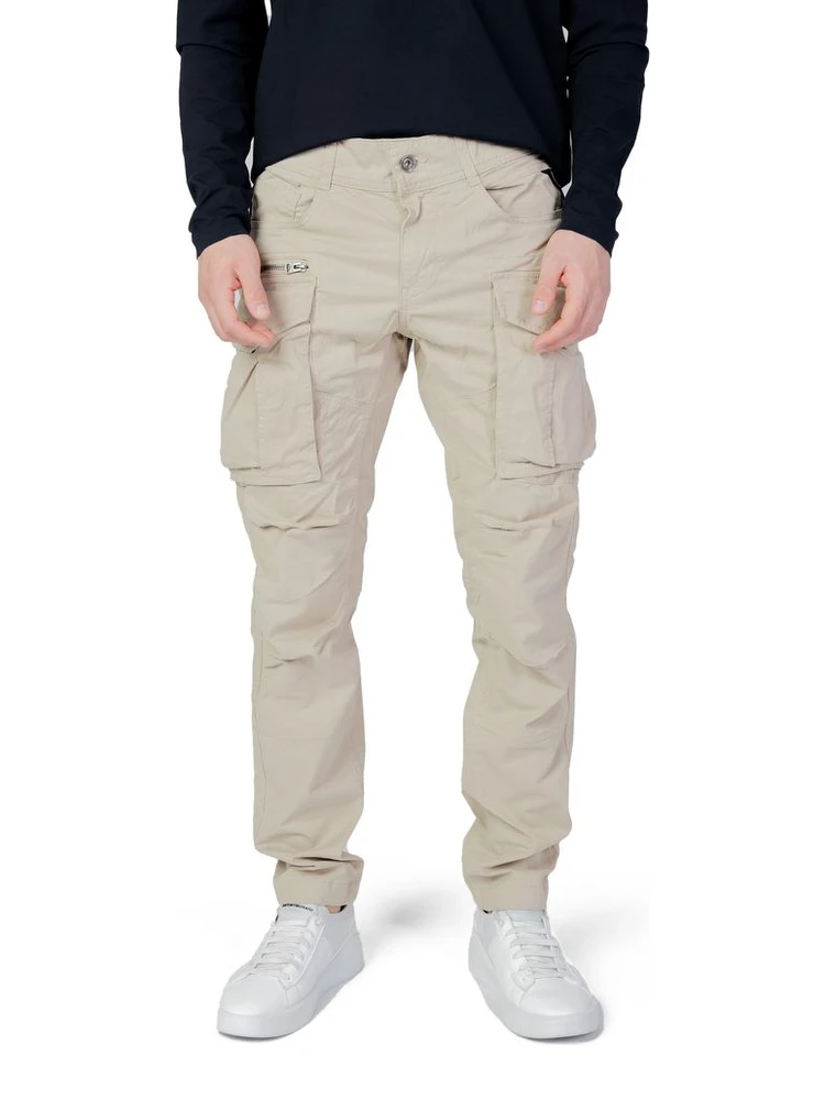 Beige Cotton Cargo Pants