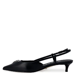 Black Polyester High Heel Pumps