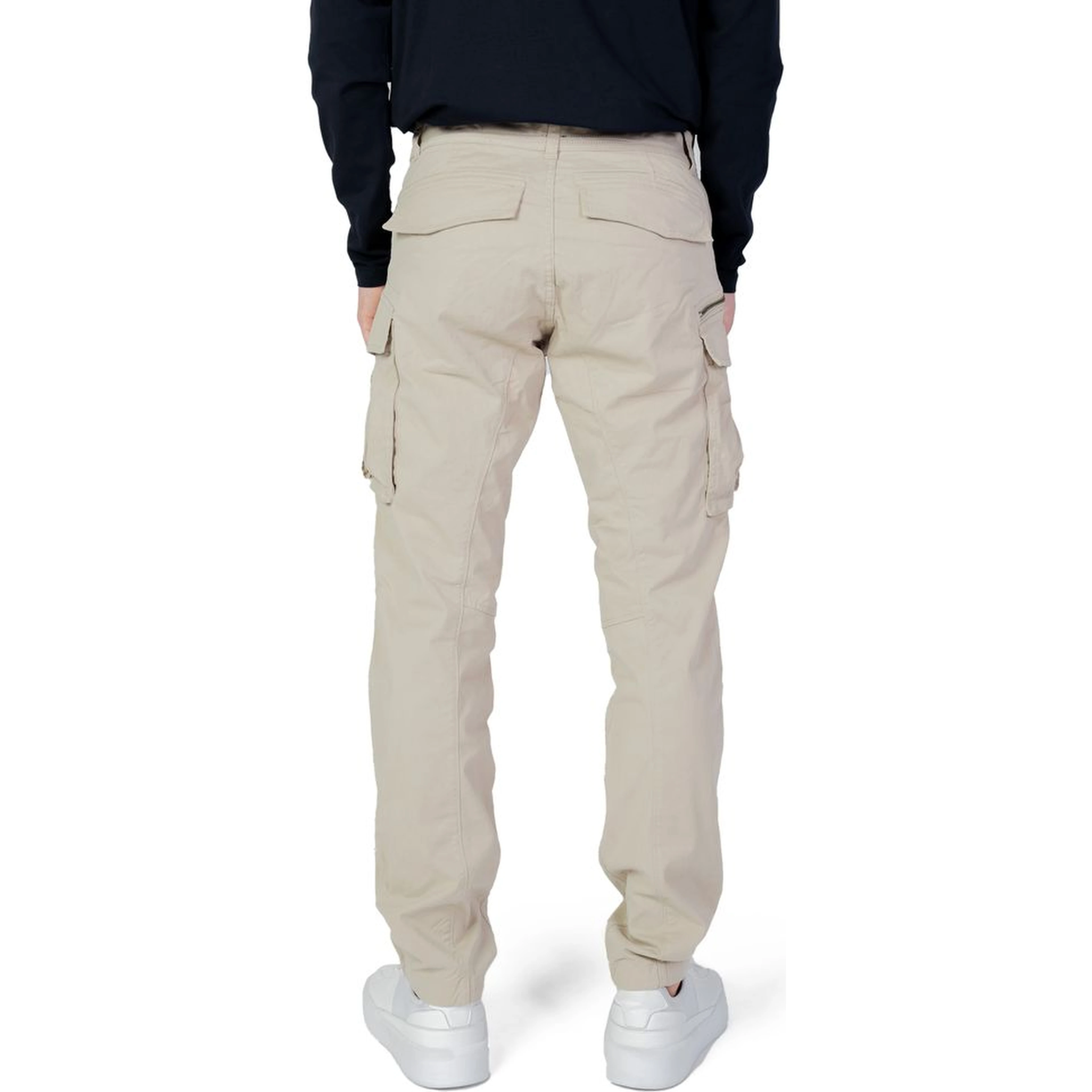 Beige Cotton Cargo Pants