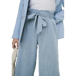 Blue Viscose Casual Pants