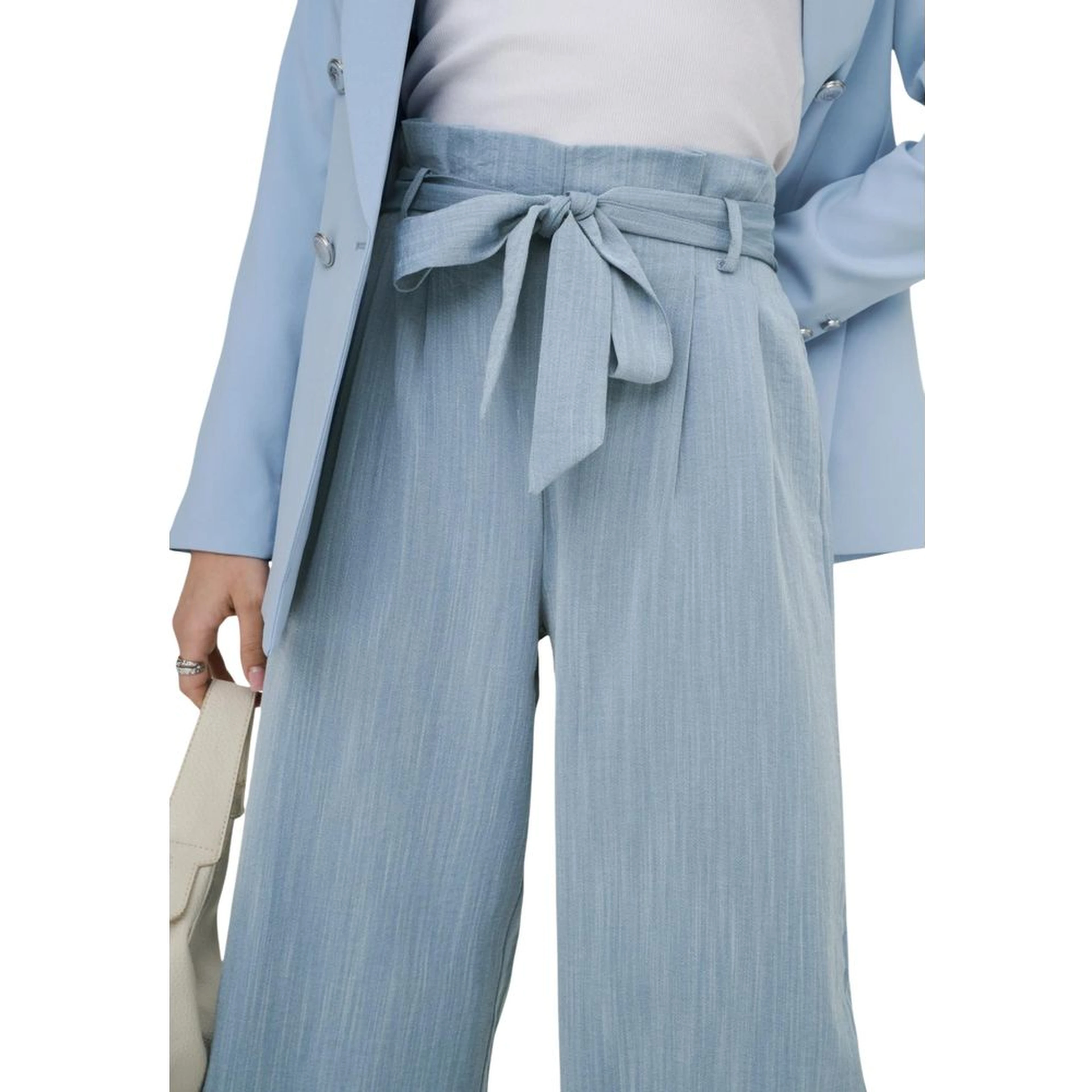 Blue Viscose Casual Pants