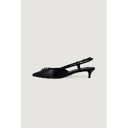 Black Polyester High Heel Pumps