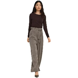 Beige Viscose Casual Pants