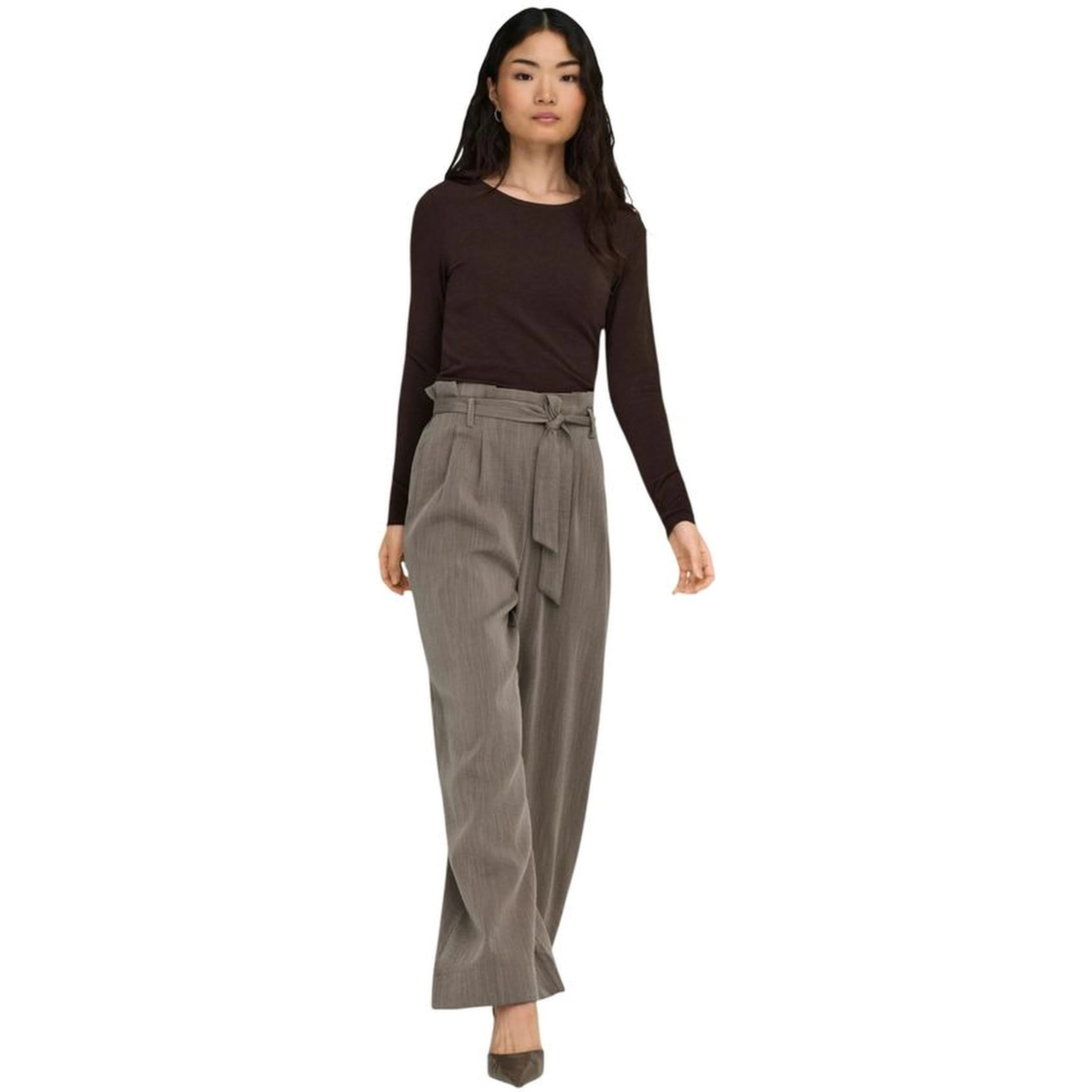 Beige Viscose Casual Pants