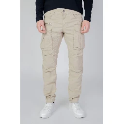 Beige Cotton Cargo Pants