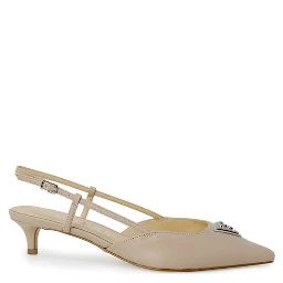 Beige Polyester High Heel Pumps