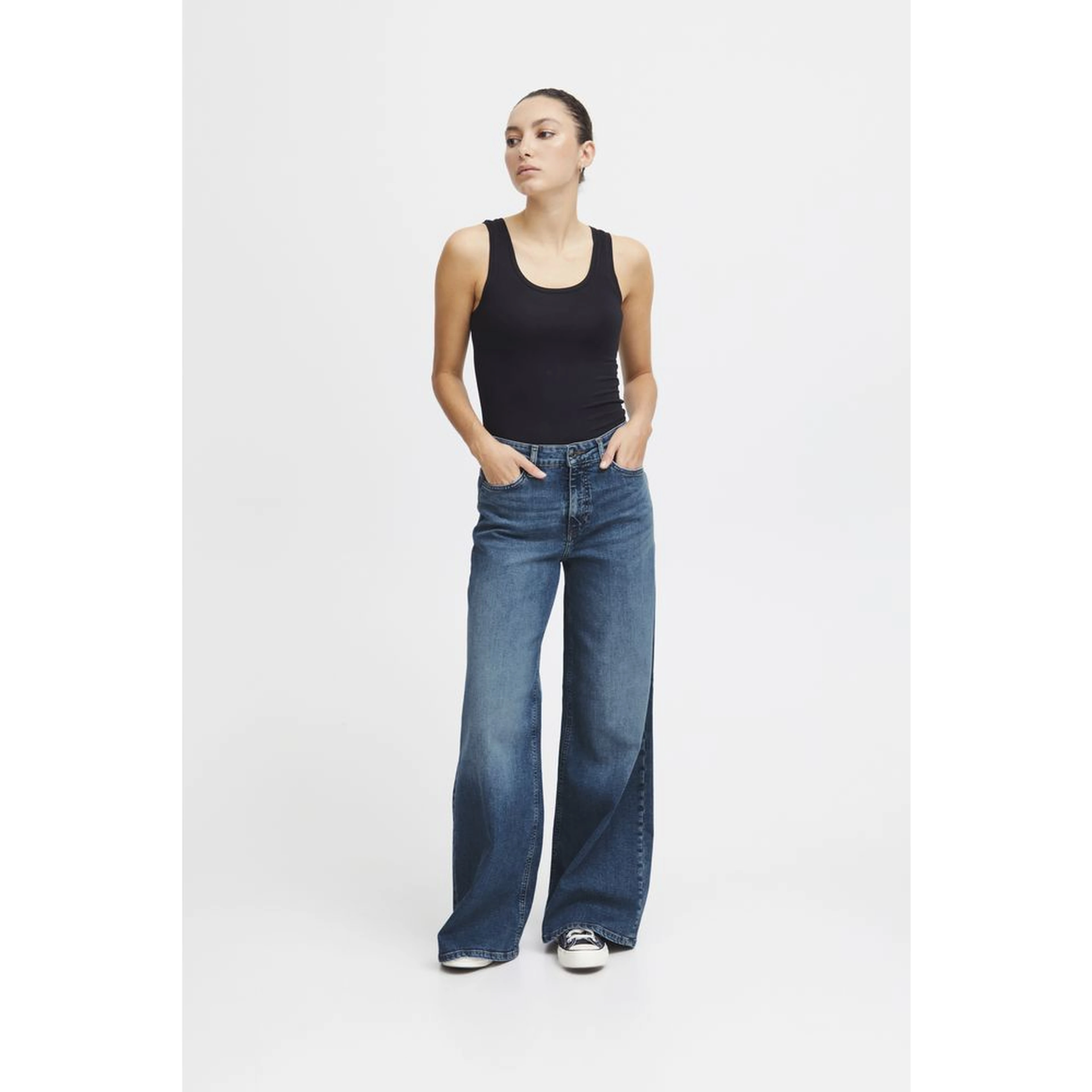 Blue Cotton Bootcut Jeans
