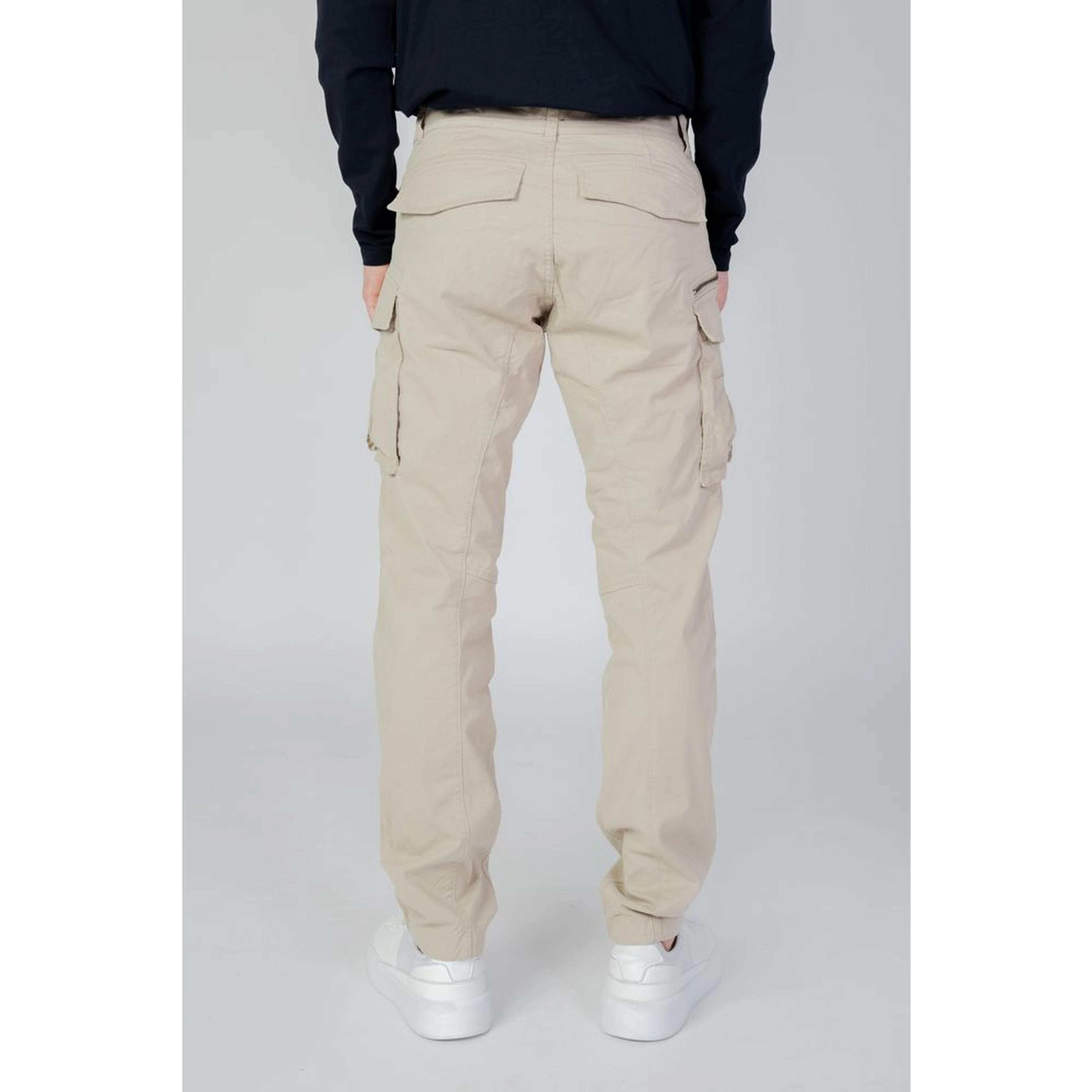 Beige Cotton Cargo Pants