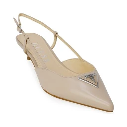 Beige Polyester High Heel Pumps