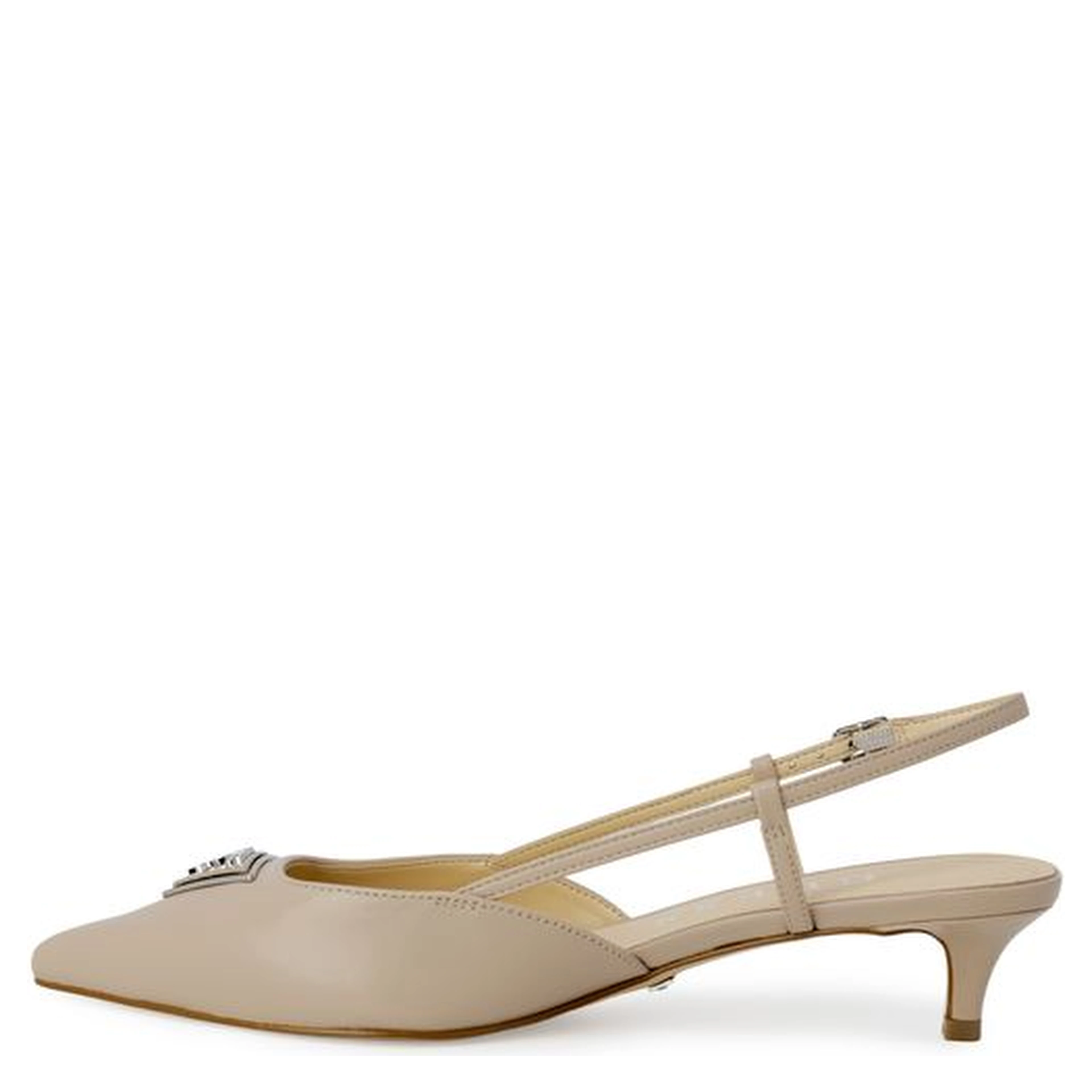 Beige Polyester High Heel Pumps