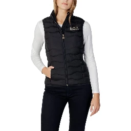 Black Polyester Sleeveless Jacket