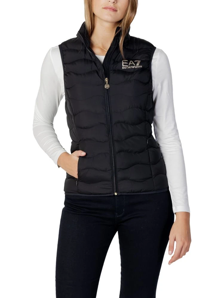 Black Polyester Sleeveless Jacket
