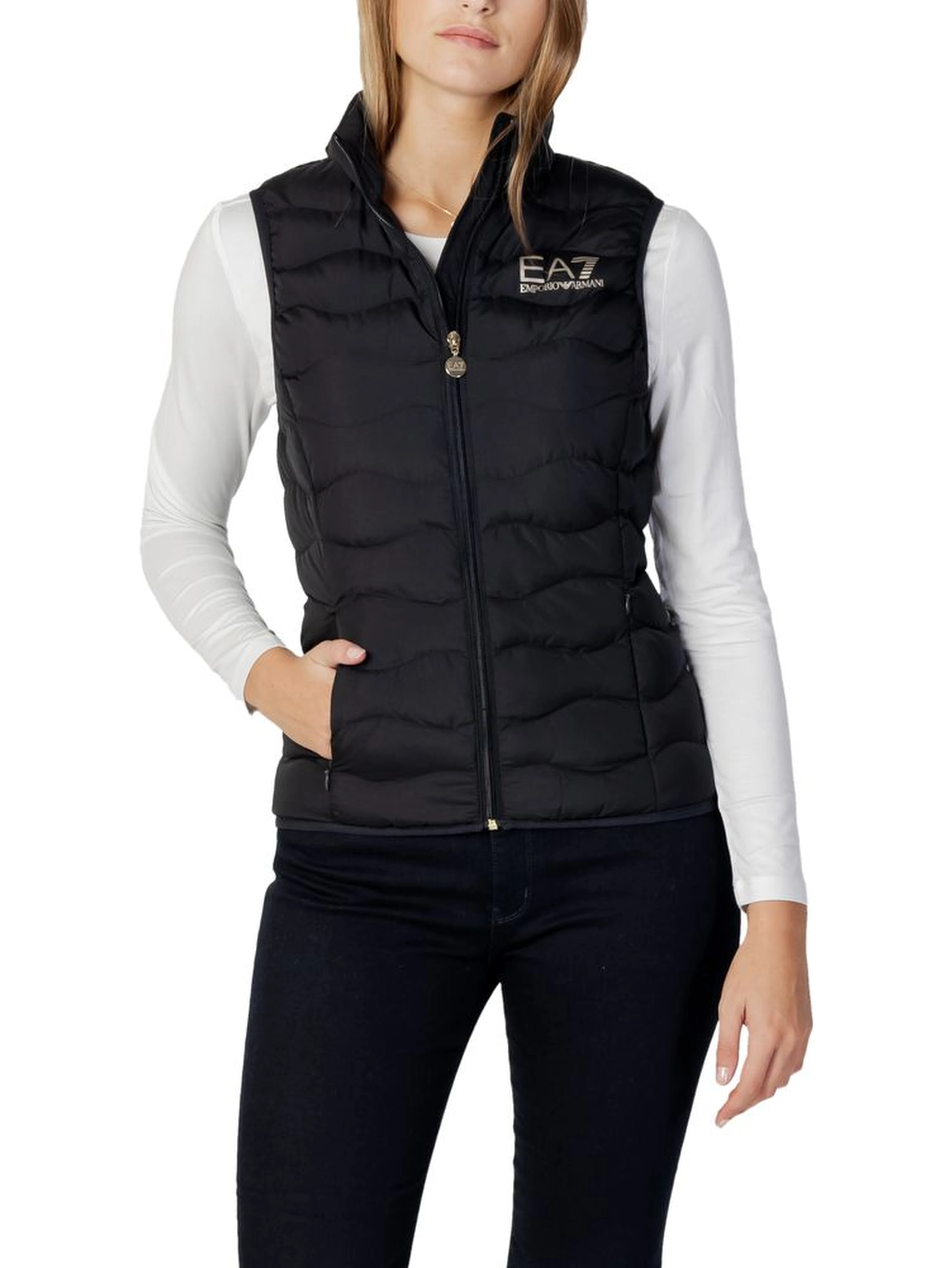 Black Polyester Sleeveless Jacket