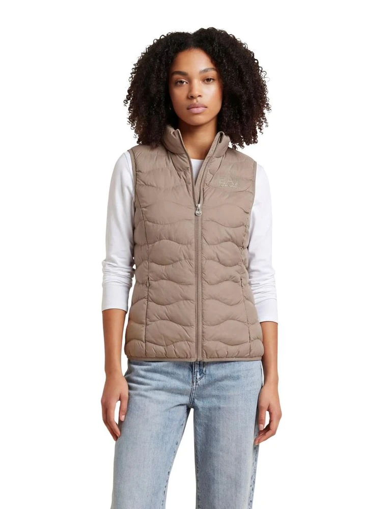 Beige Polyester Sleeveless Jacket