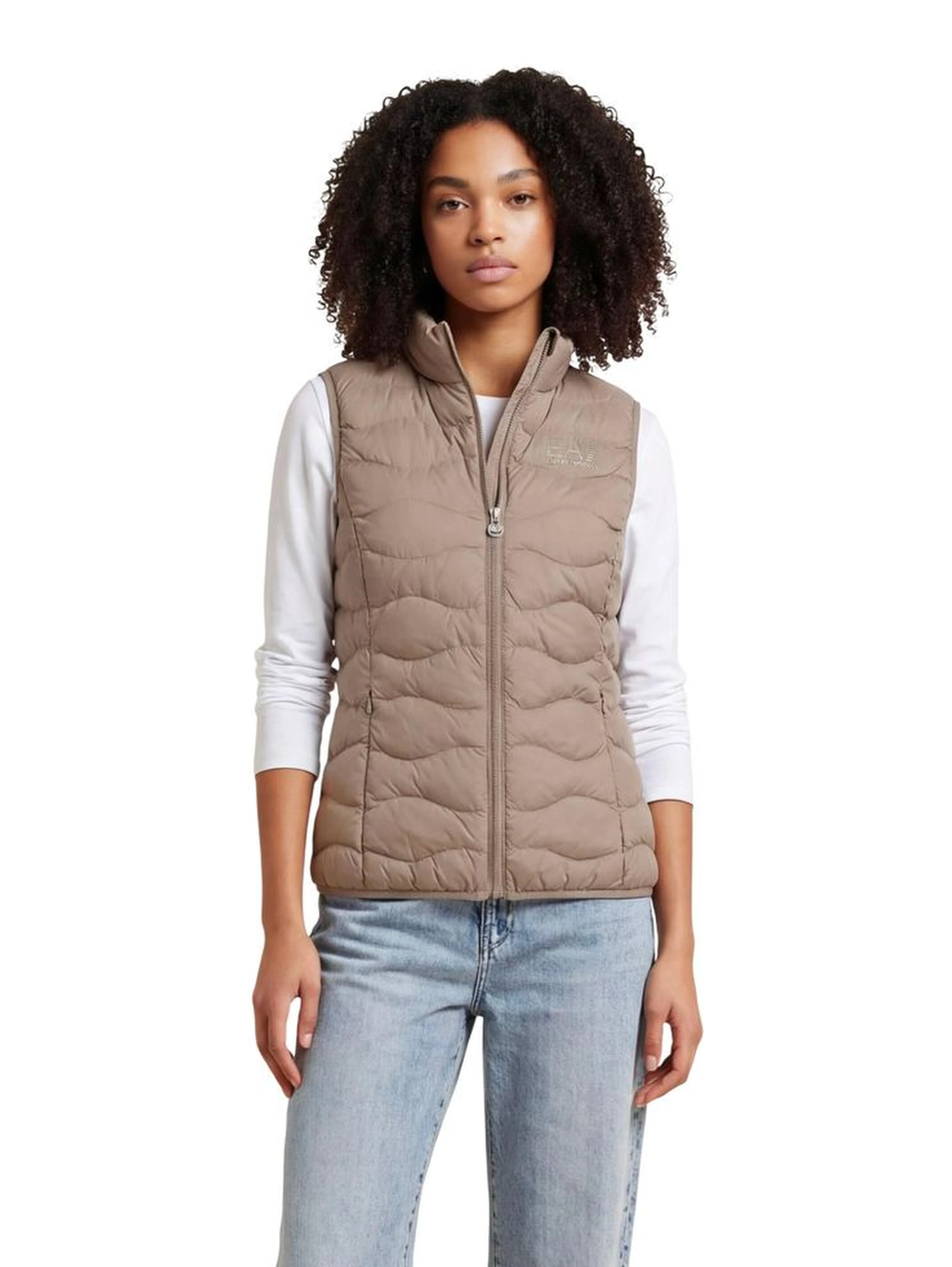 Beige Polyester Sleeveless Jacket