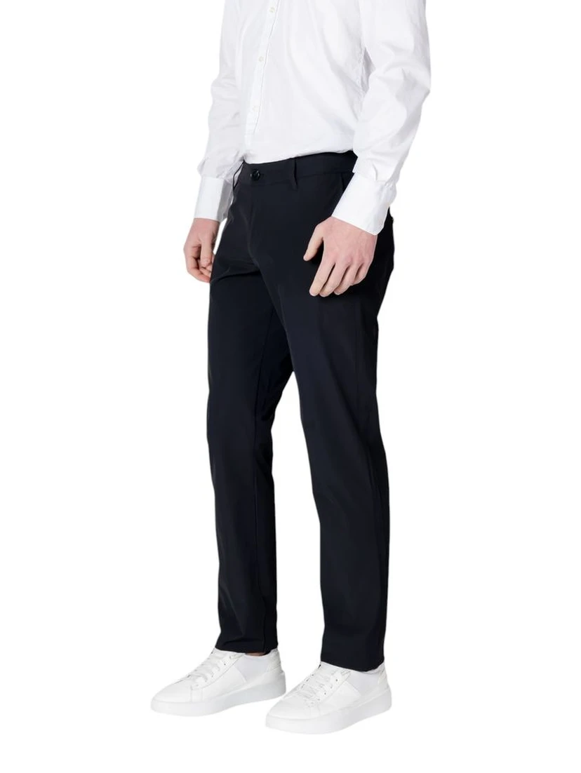 Black Cotton Casual Pants
