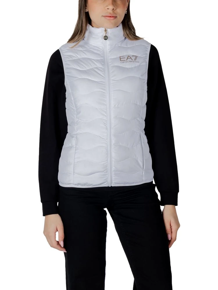 White Polyester Sleeveless Jacket