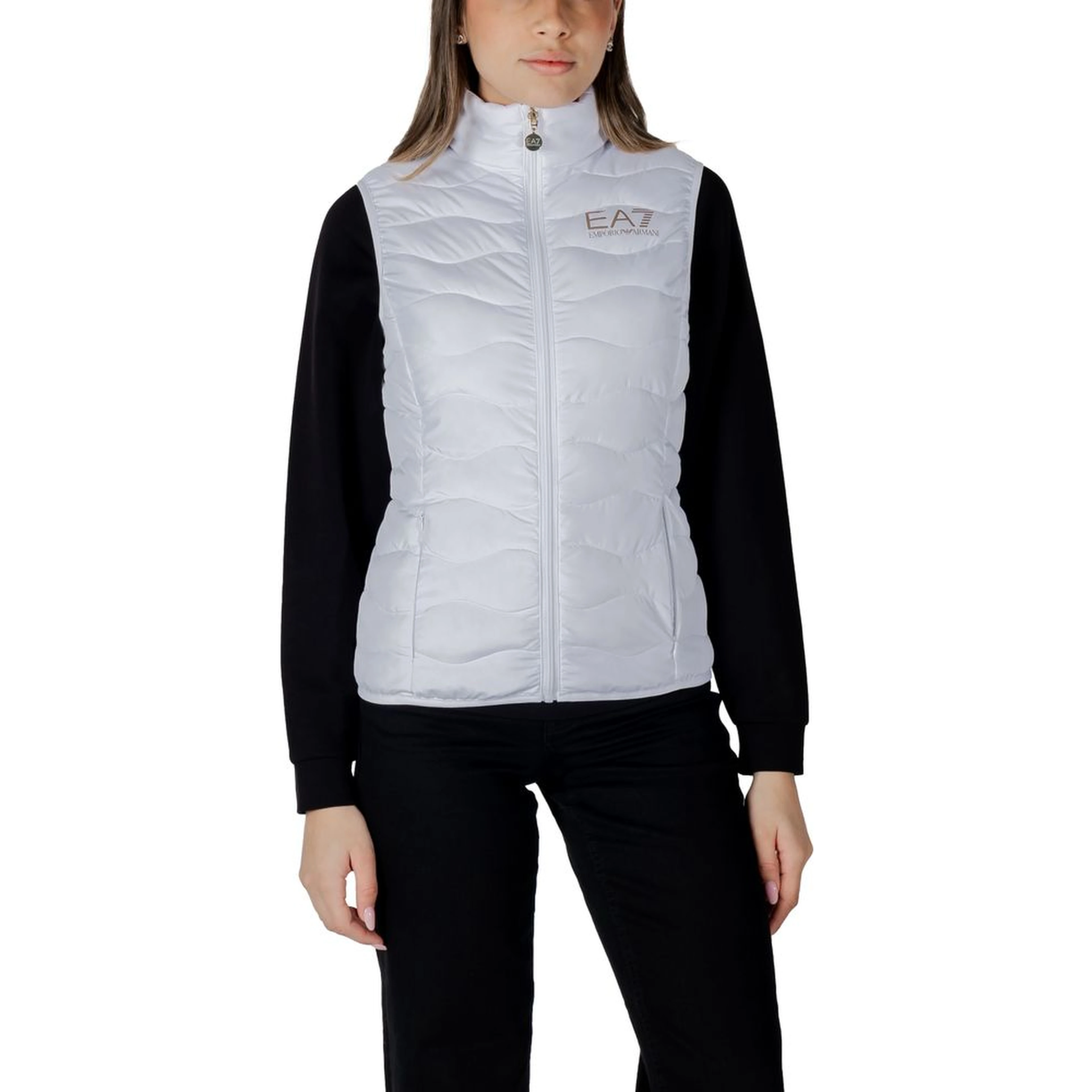 White Polyester Sleeveless Jacket
