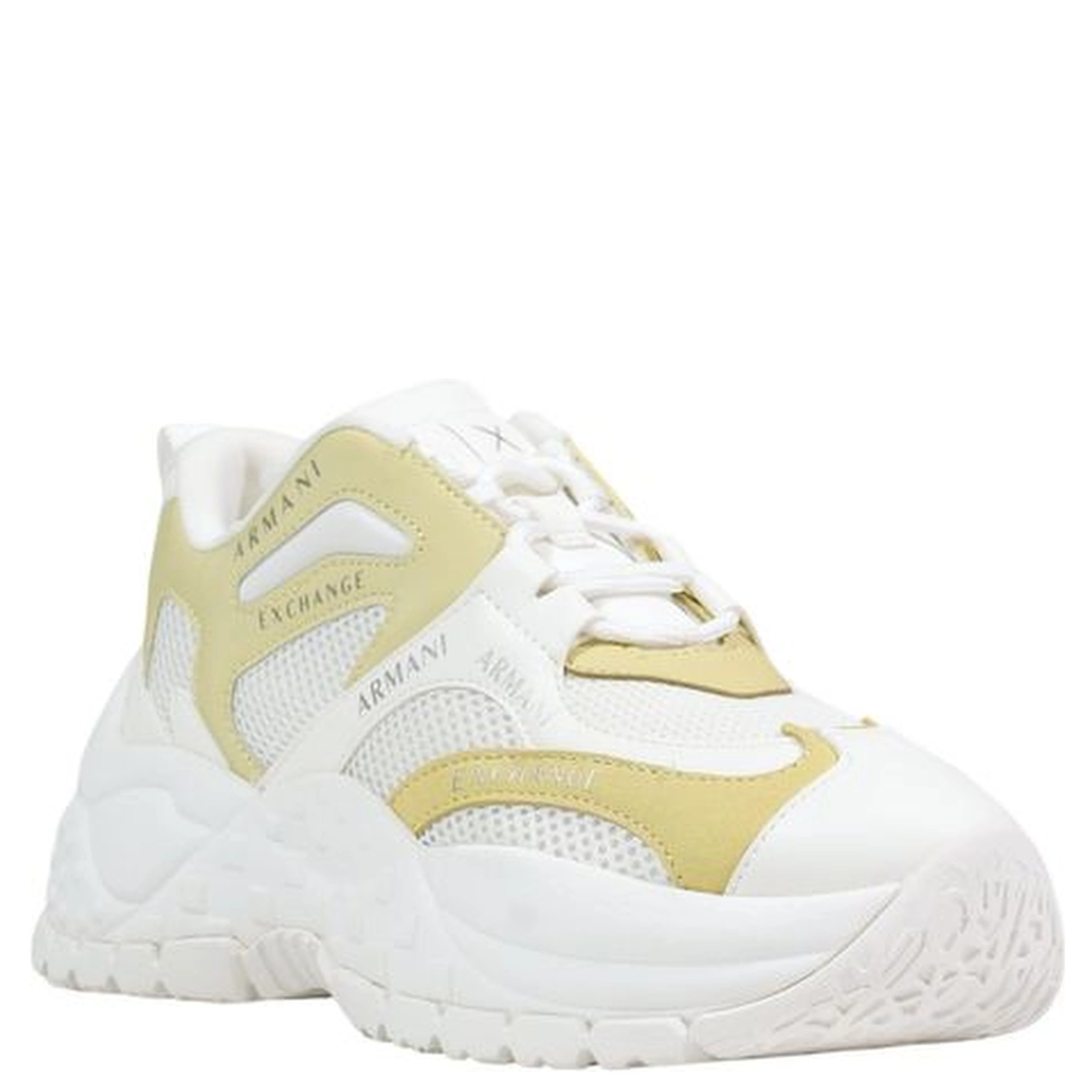 White Polyester Chunky Sneakers