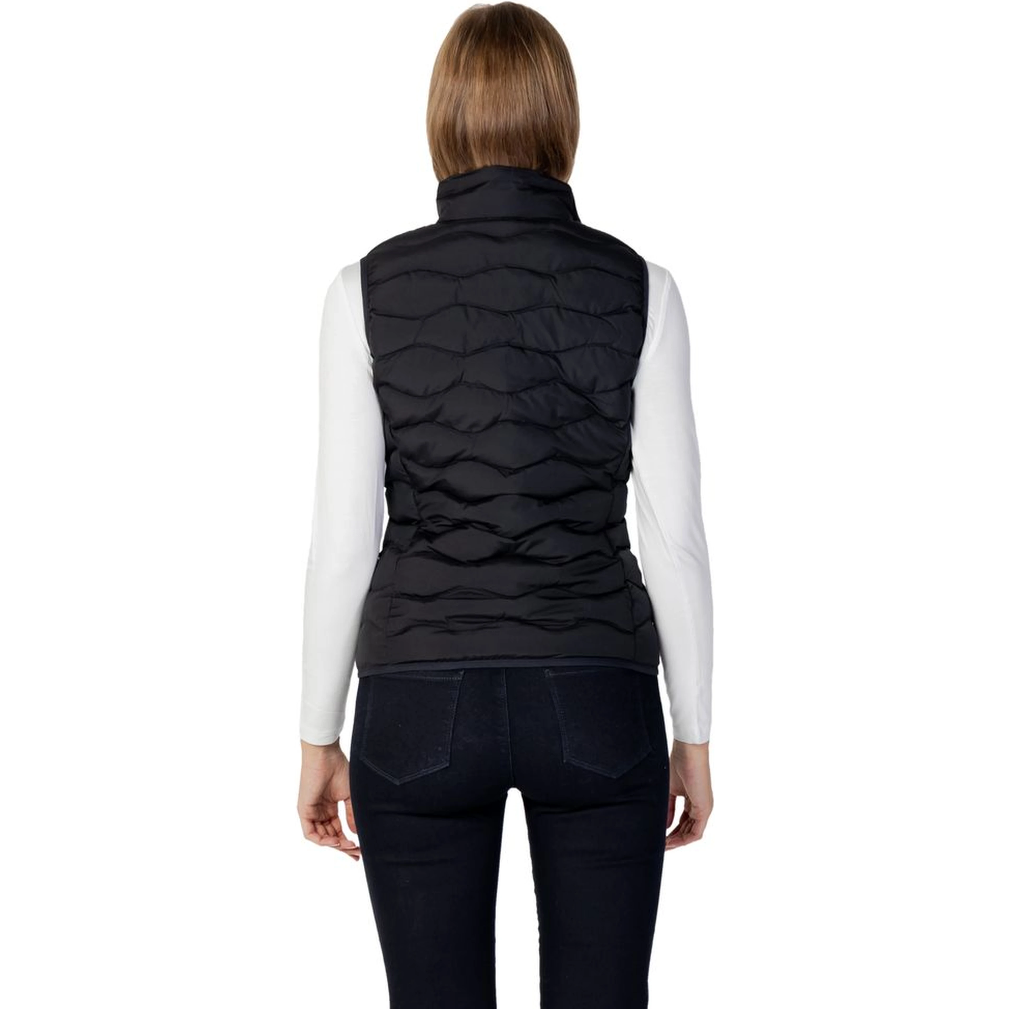 Black Polyester Sleeveless Jacket