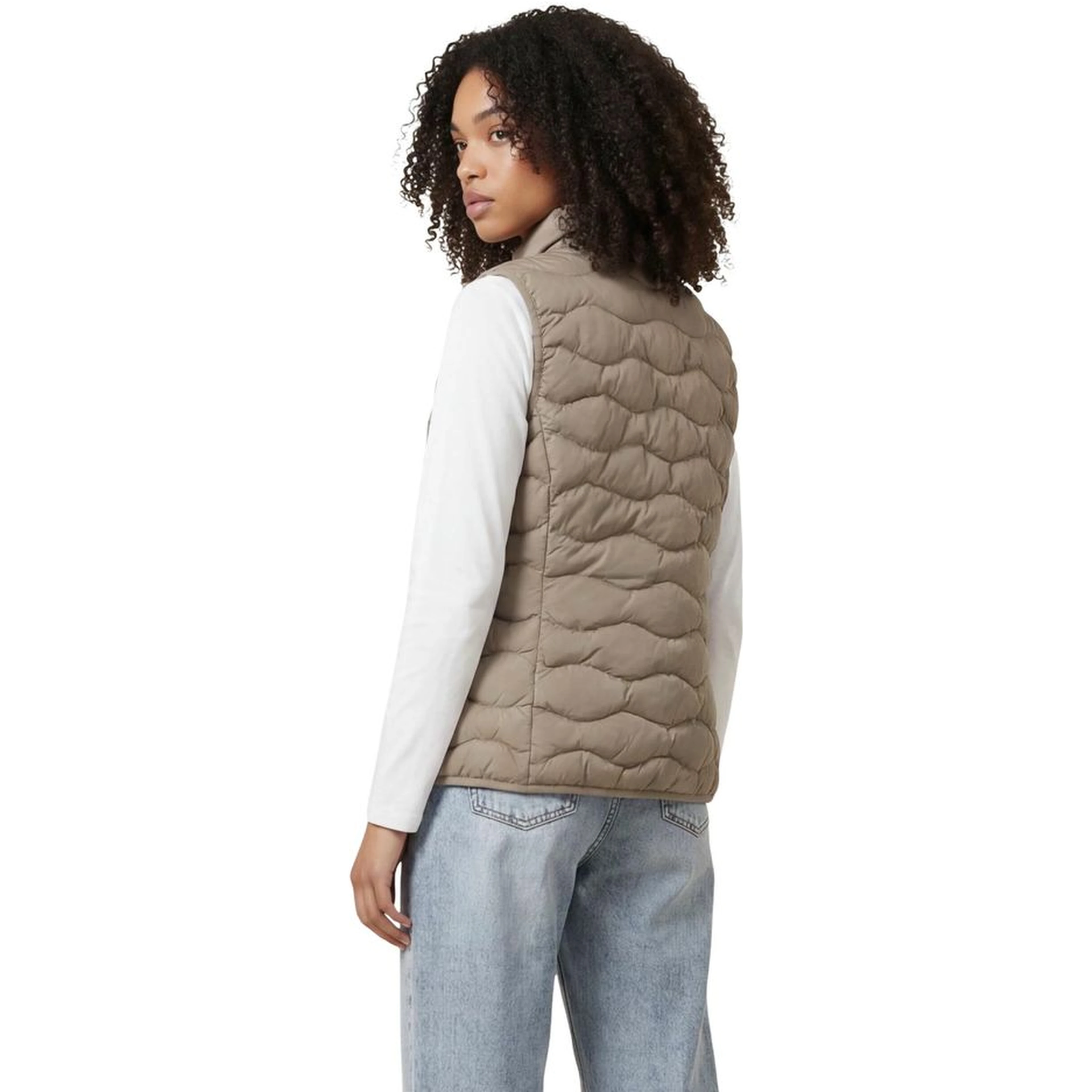 Beige Polyester Sleeveless Jacket