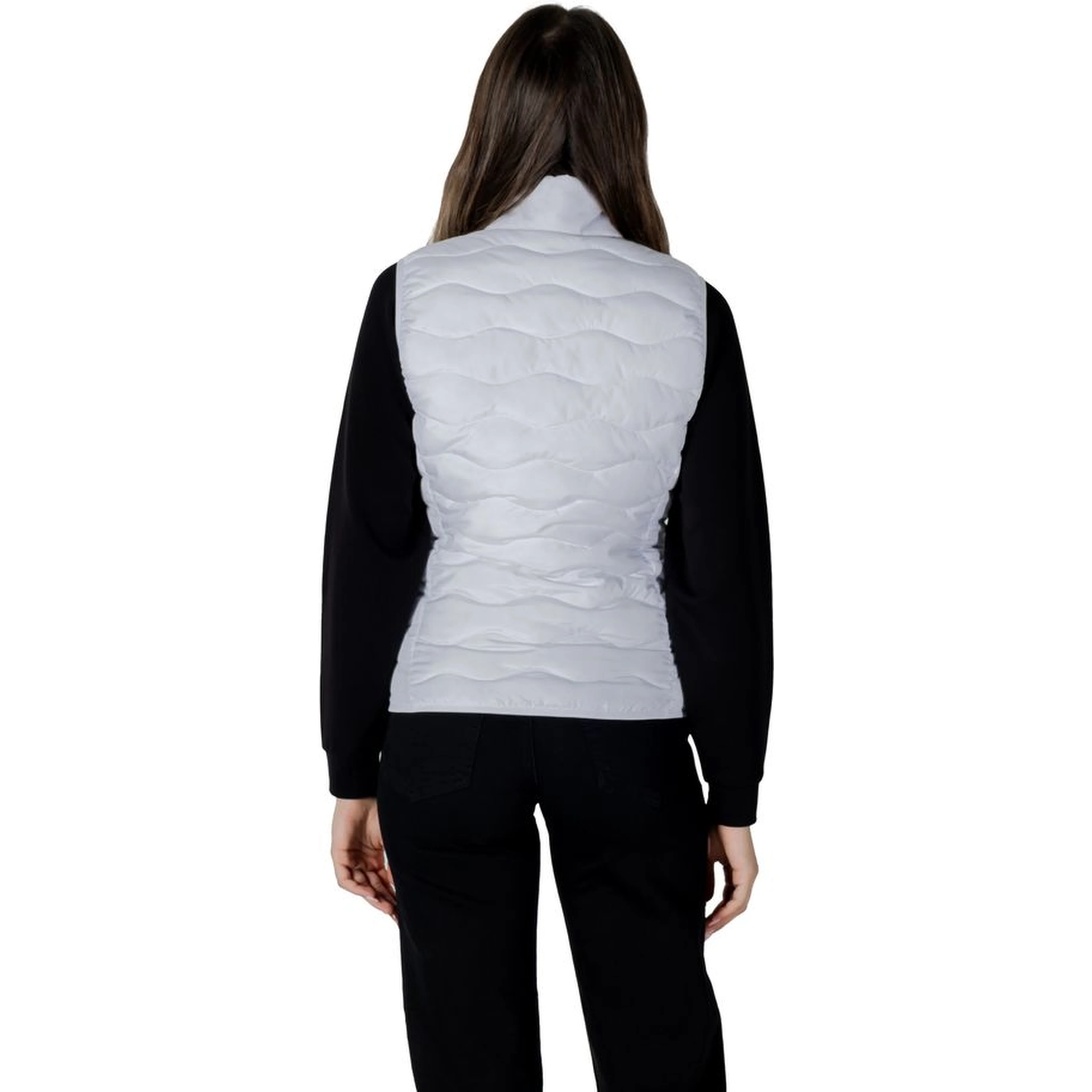White Polyester Sleeveless Jacket