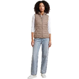 Beige Polyester Sleeveless Jacket