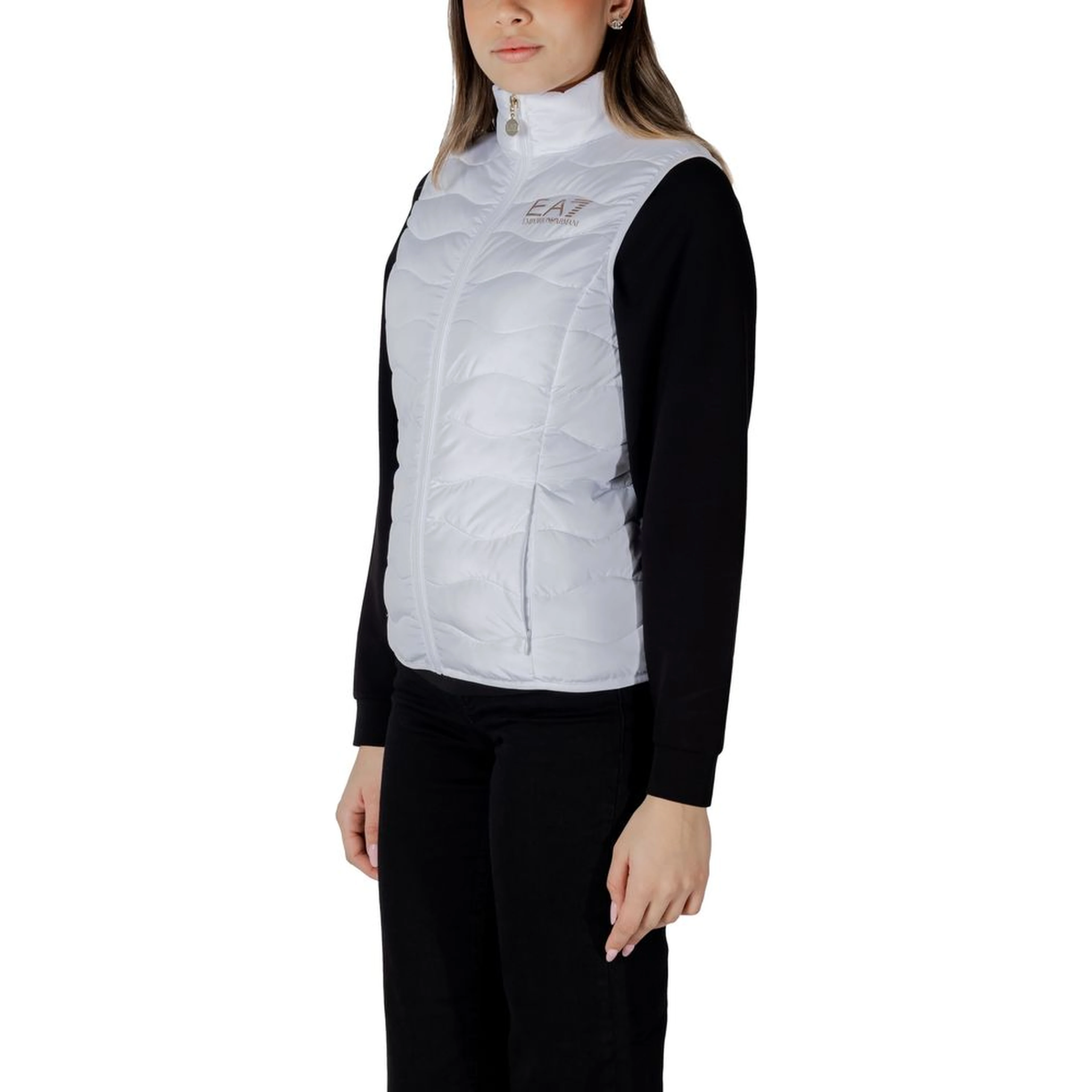 White Polyester Sleeveless Jacket