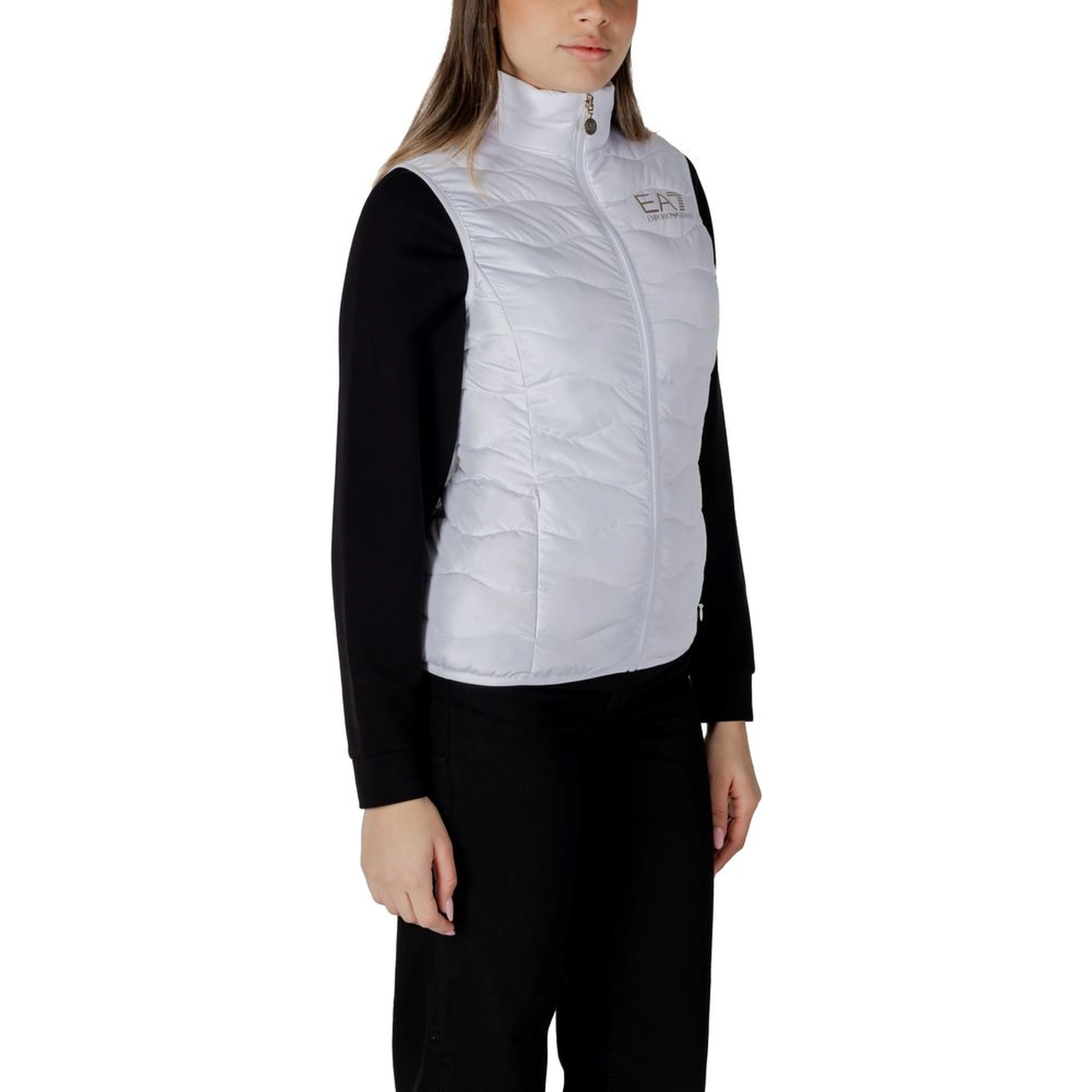 White Polyester Sleeveless Jacket