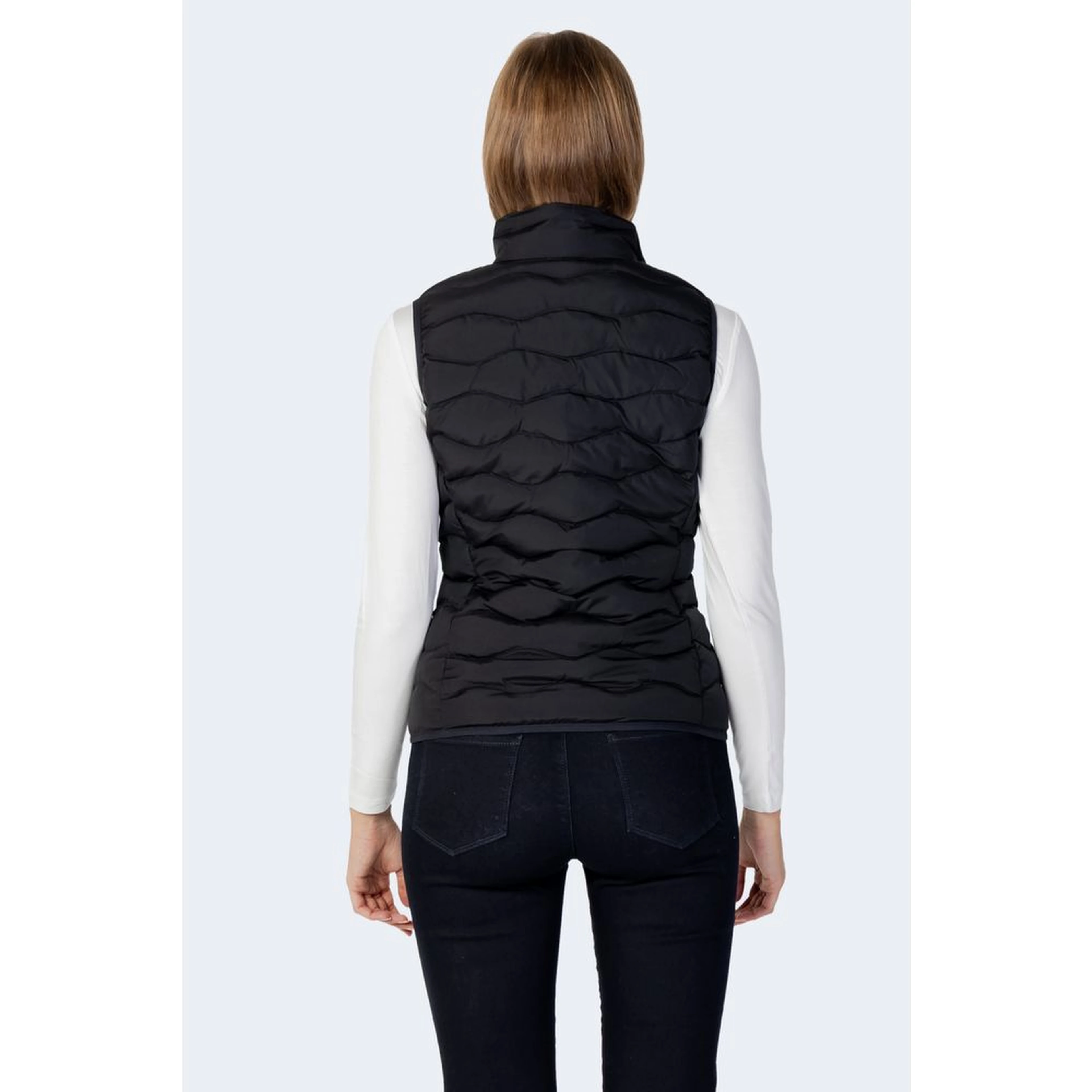 Black Polyester Sleeveless Jacket