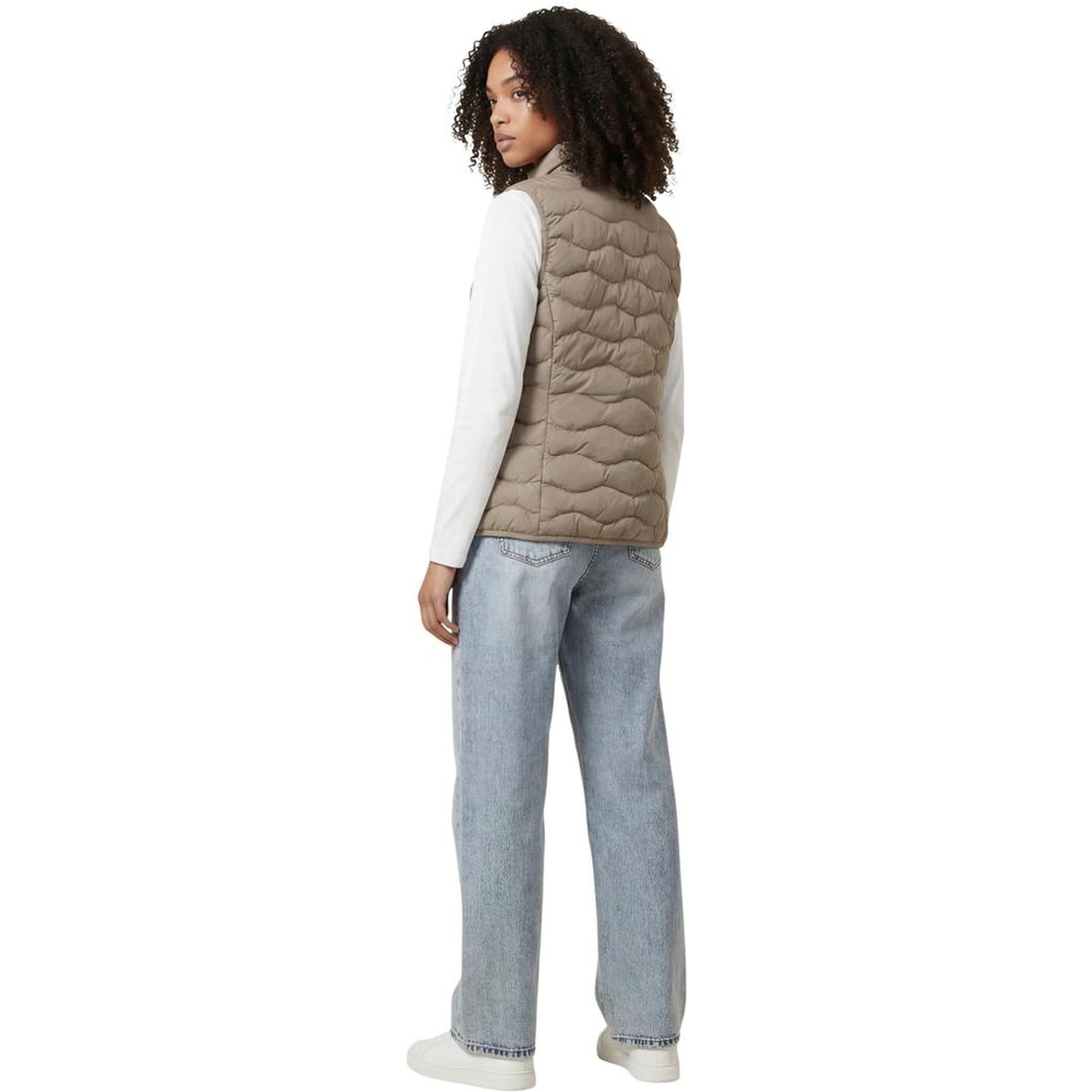 Beige Polyester Sleeveless Jacket