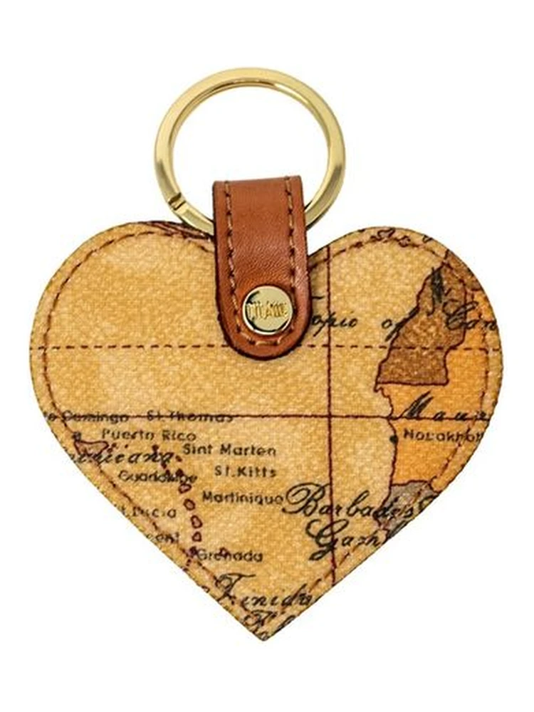 Beige Leather Keychain
