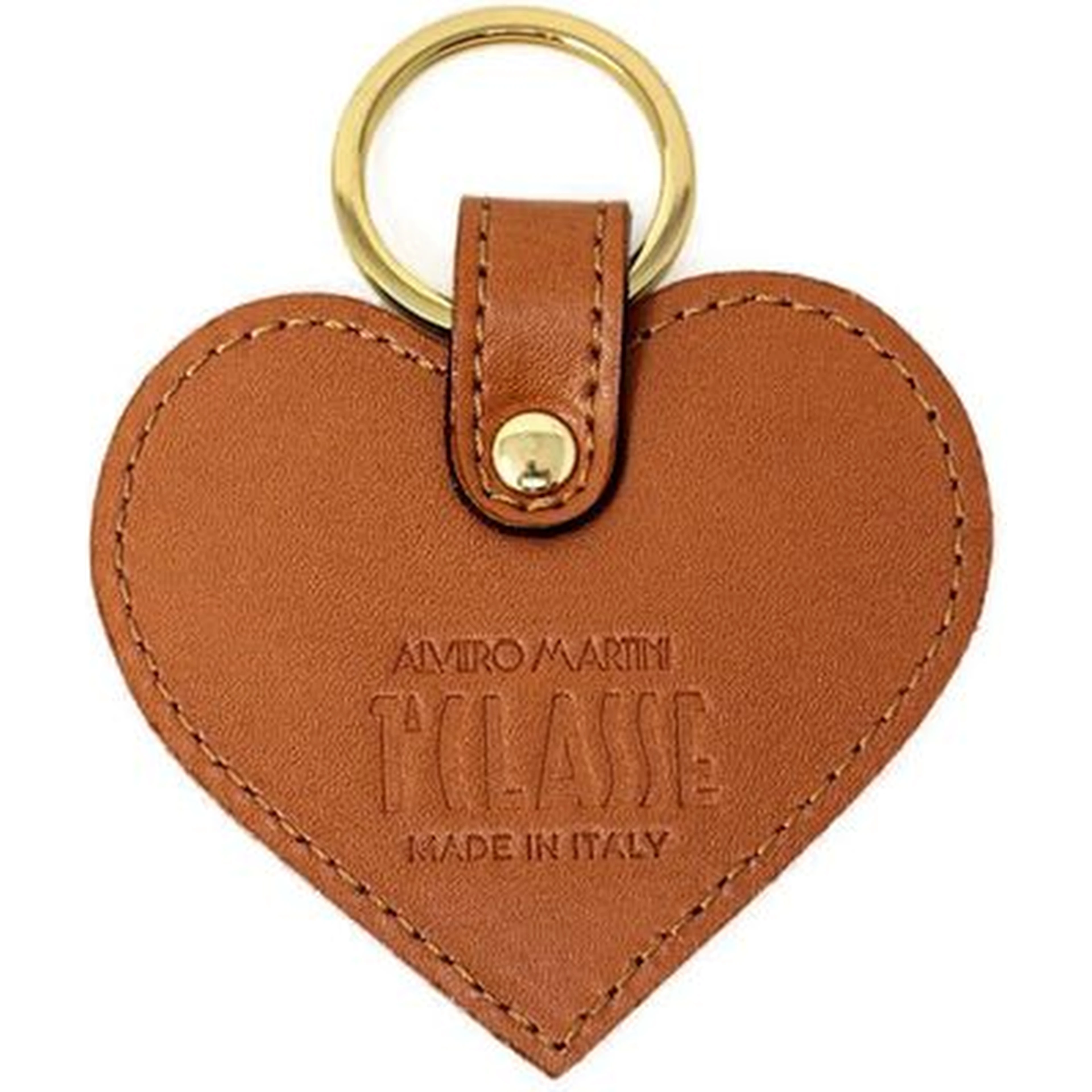 Beige Leather Keychain