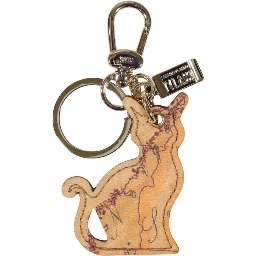 Beige Leather Keychain