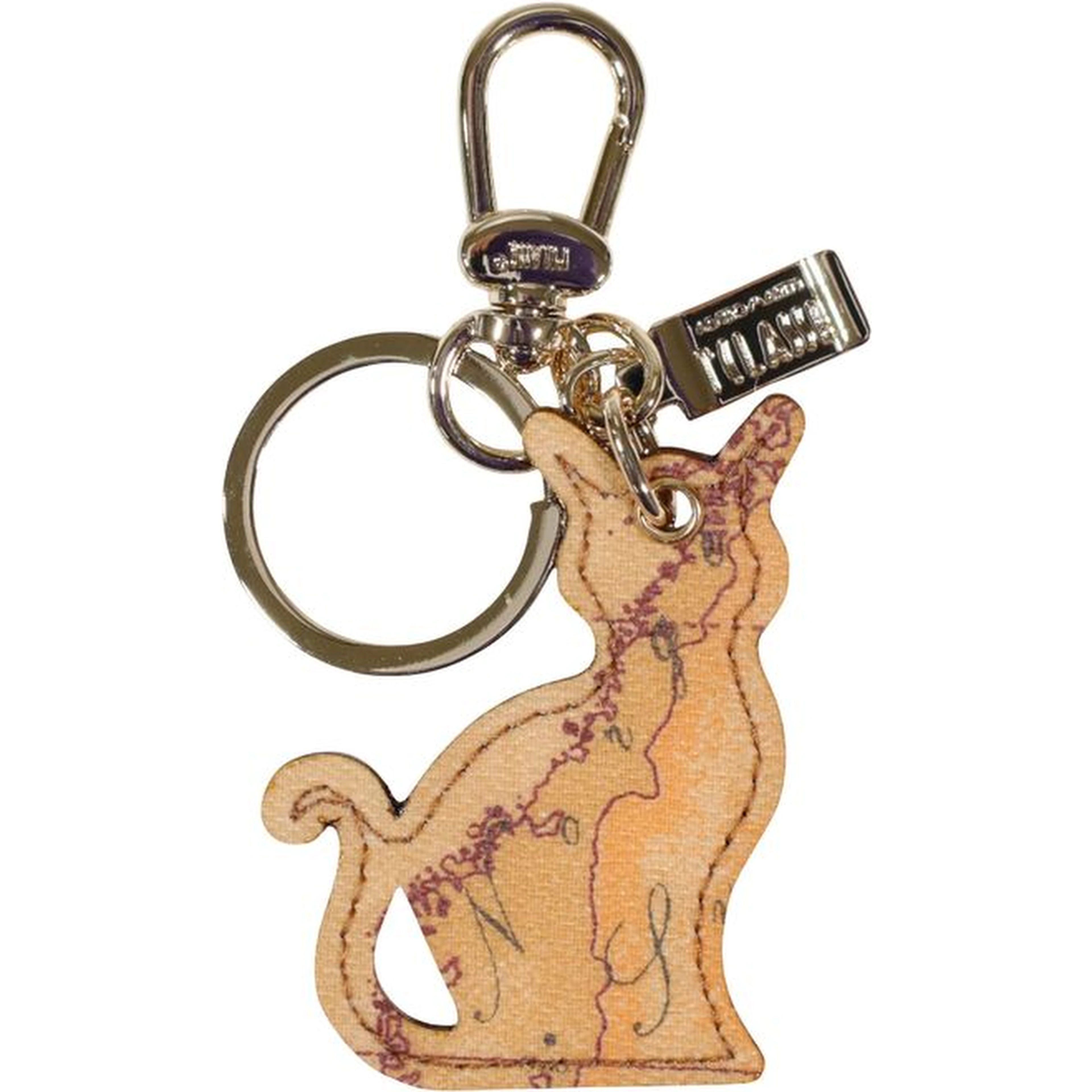 Beige Leather Keychain