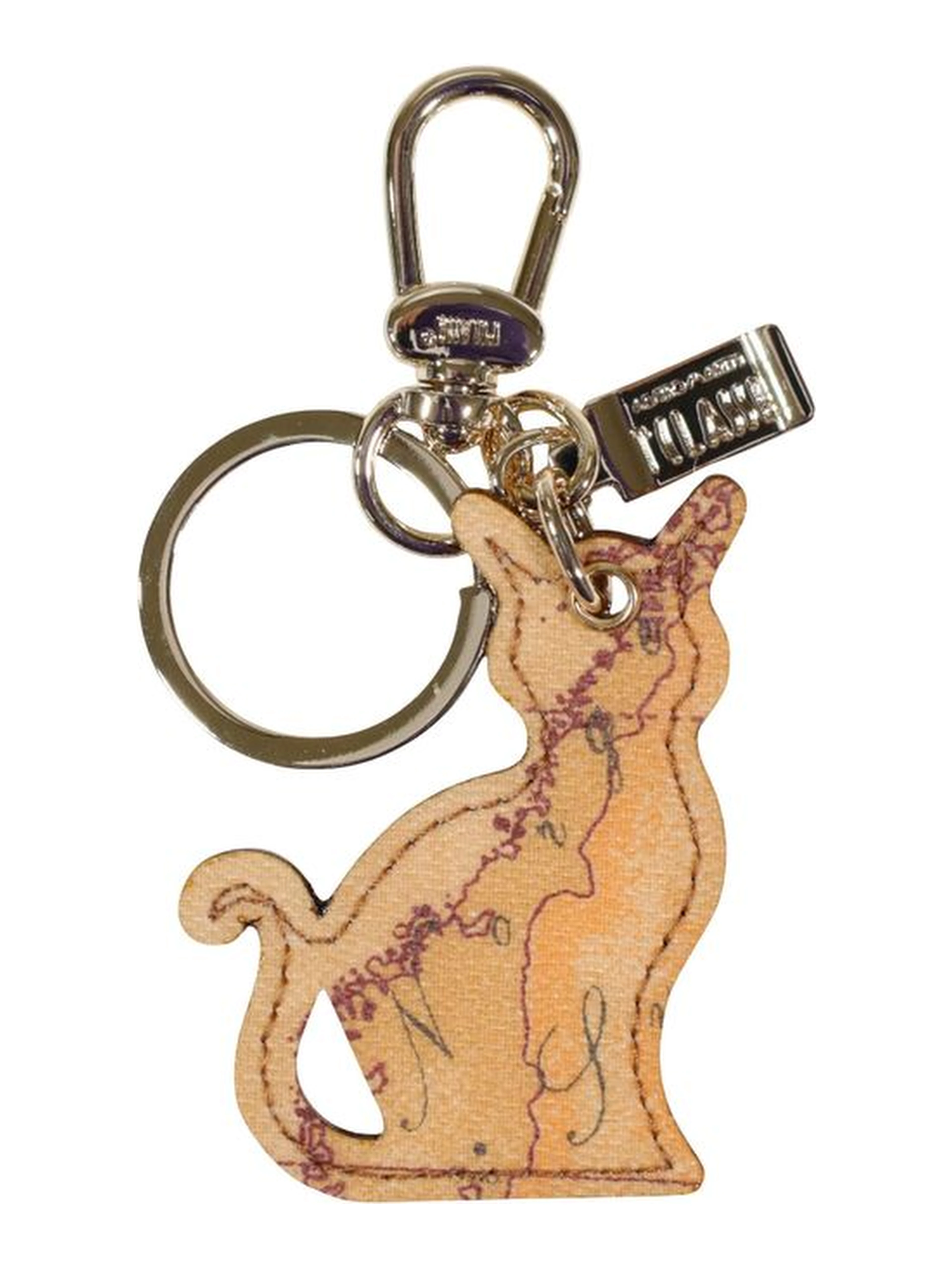 Beige Leather Keychain