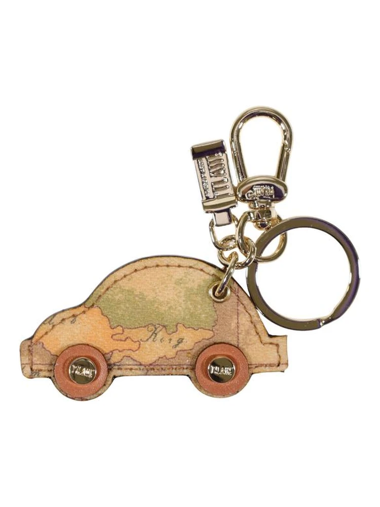 Beige Leather Keychain