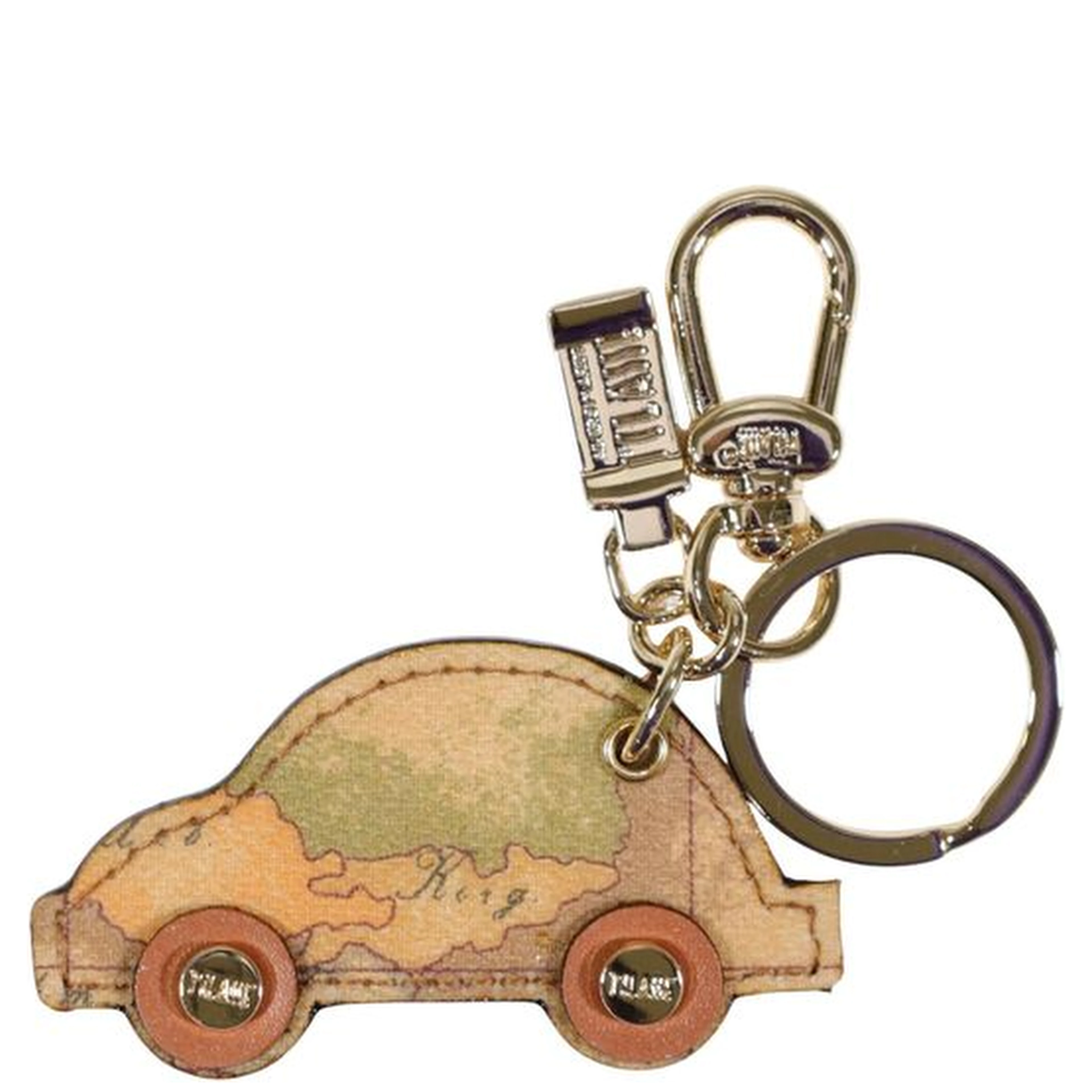 Beige Leather Keychain
